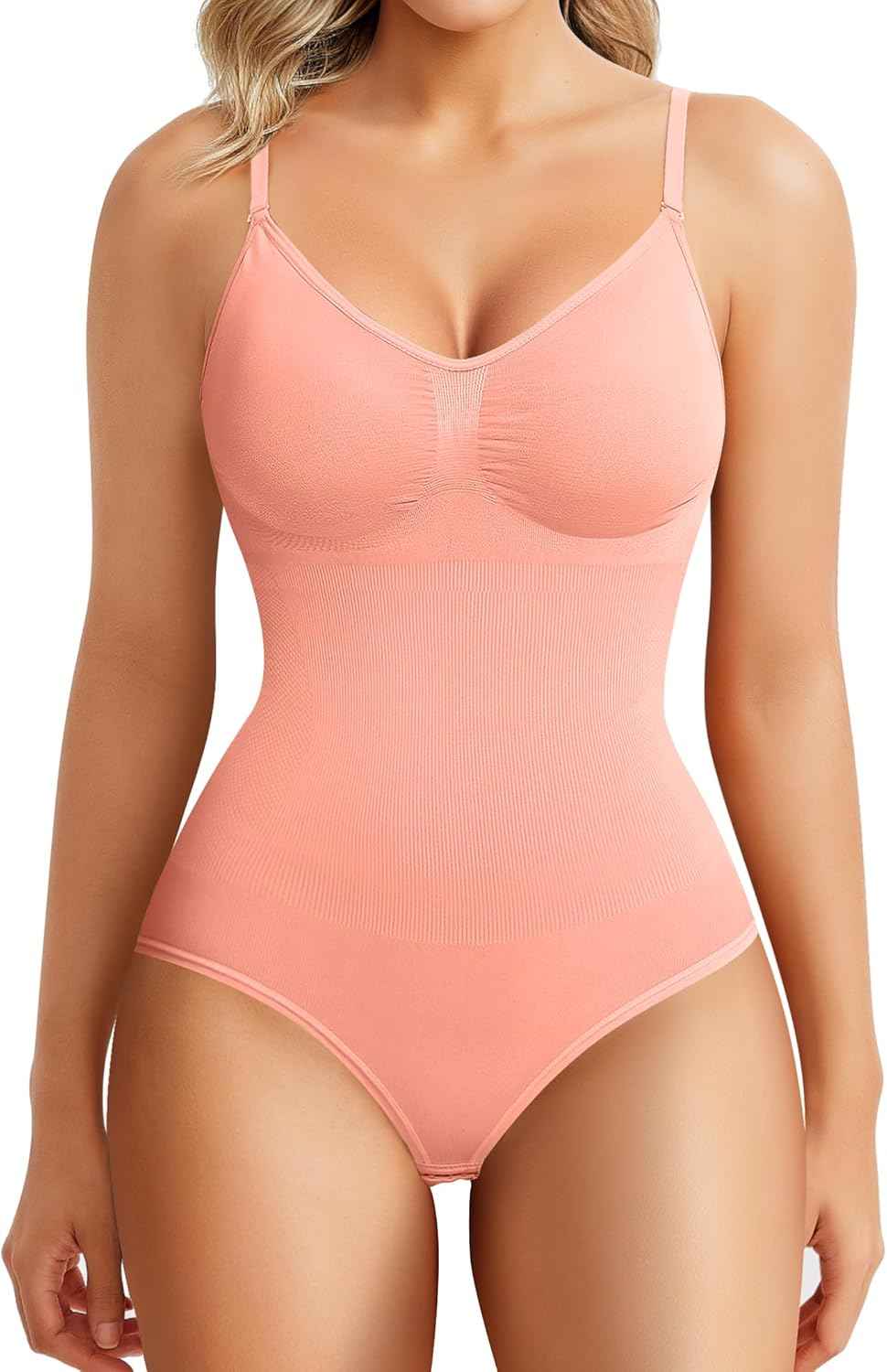 BRABIC Womens' Seamless Sleeveless V-Neck Bodysuit Shapewear Tummy Control