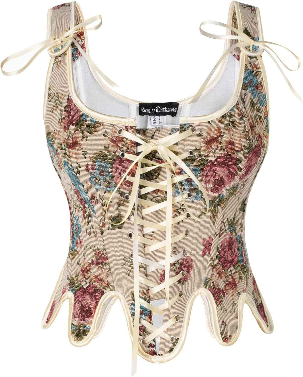 Scarlet Darkness Corset Tops for Women Renaissance Corset Floral Lace Up Bodyshaper Bustier