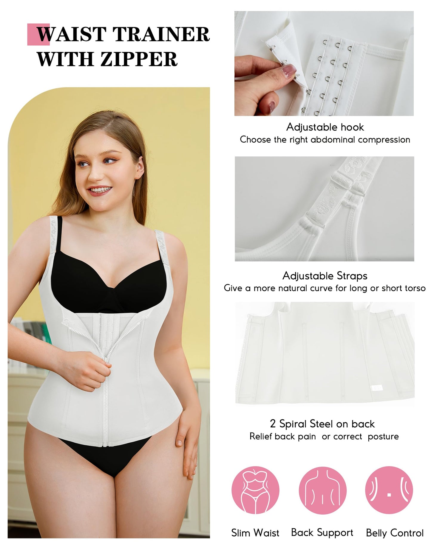 LODAY Waist Trainer Corset for Women Tummy Control Sport Workout Body Shaper Black