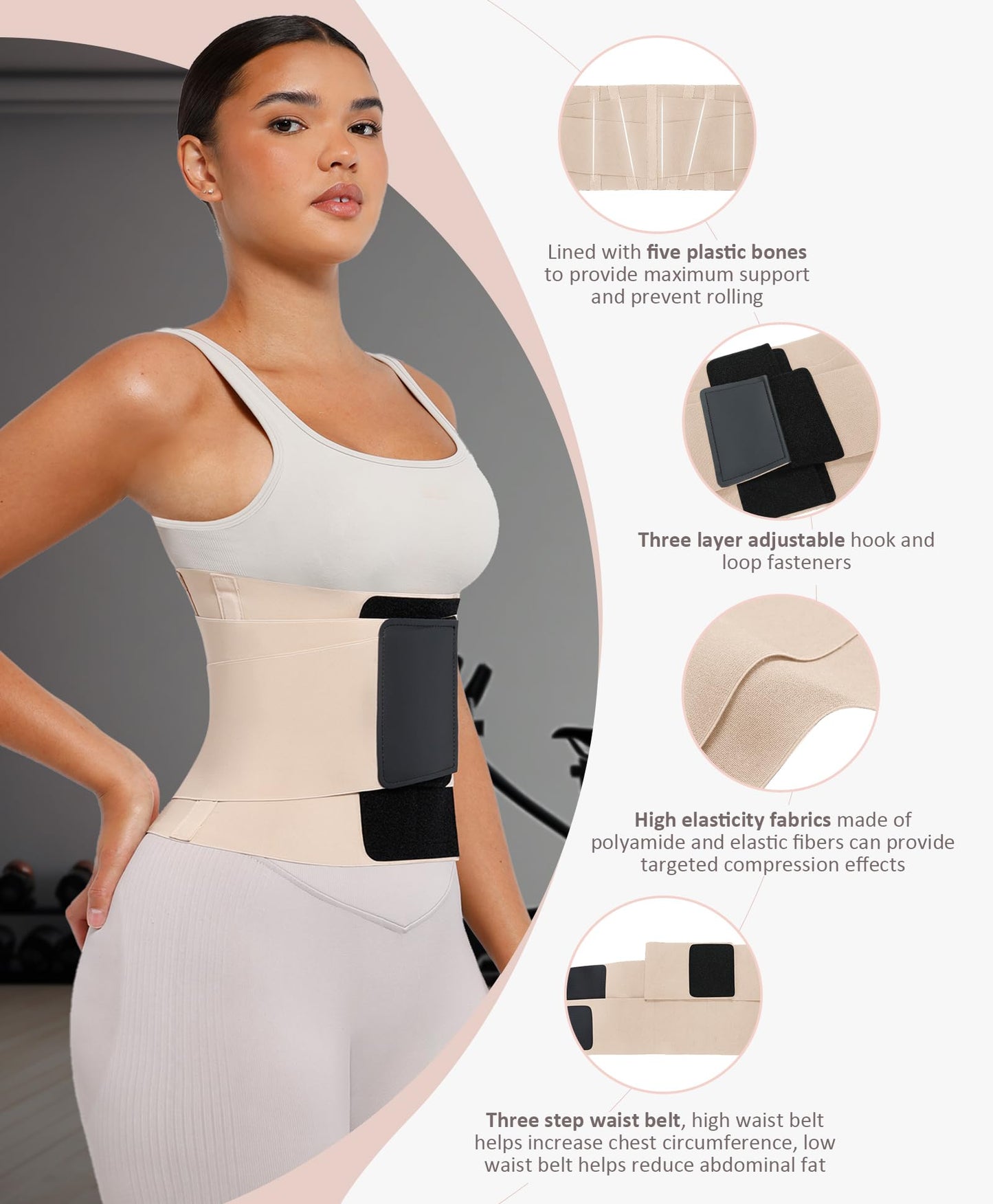 FeelinGirl Waist Trainer Belt Waist Cincher Trimmer Ab Belt Tummy Control Body Shaper with Triple Wrap Women and Men