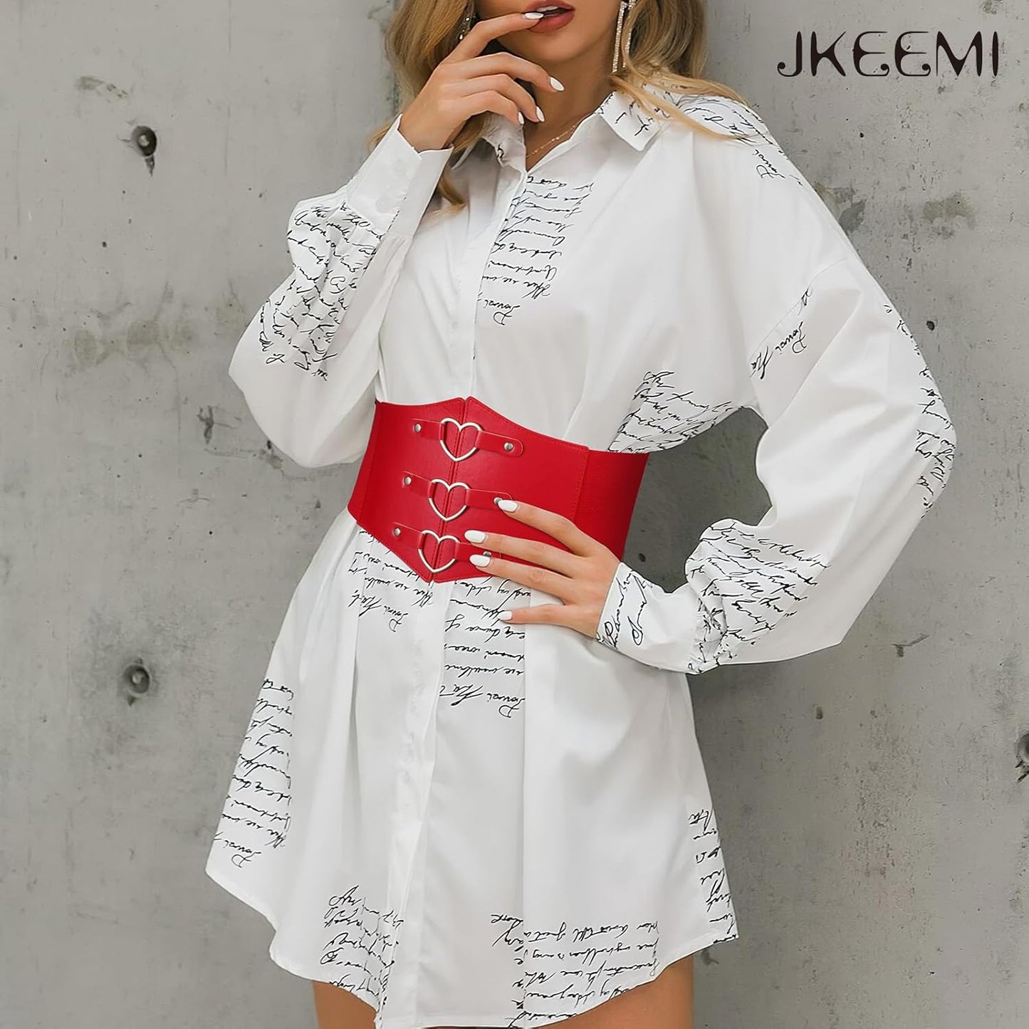 Women Corset Belt Metal O-Ring Heart-Ring Wide Elastic Waspie Waist Belt for Daily Cosplay Halloween Costumes