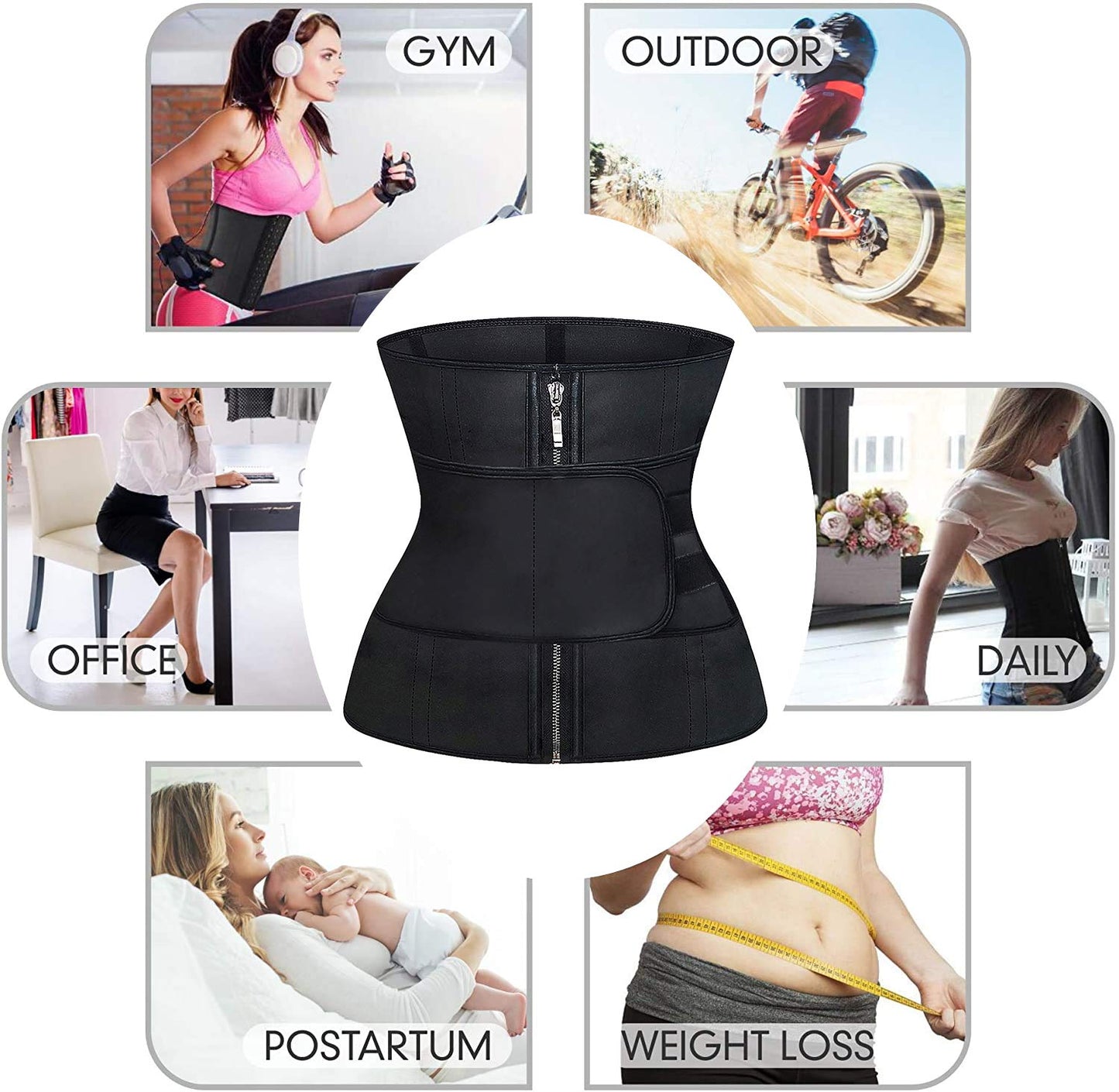 YIANNA Waist Trainer for Women Latex Underbust Double Training Belt Tummy Control Waist Cincher Sport Girdle