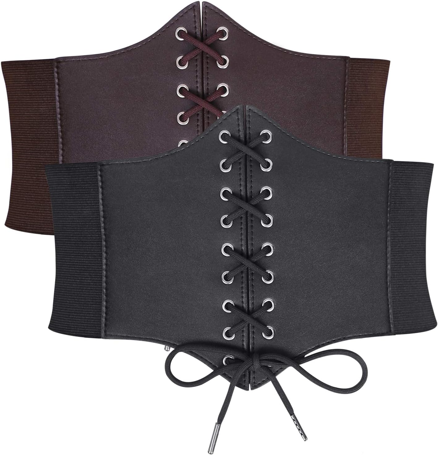 WHIPPY Women's Lace-up Corset Elastic Waist Belt, Tied Waspie Wide Belt for Women Halloween Costume