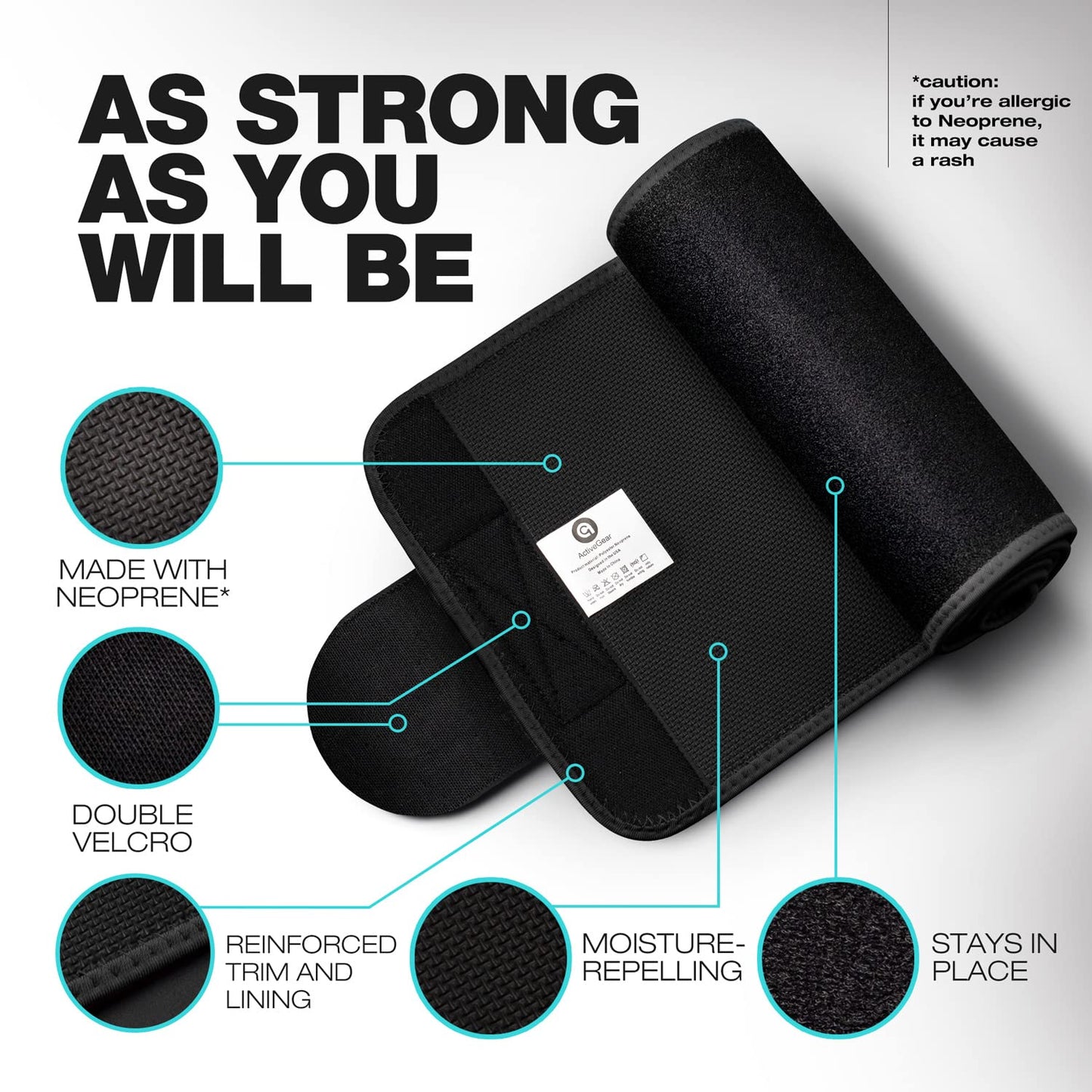 ActiveGear Premium Waist Trimmer & Trainer Belt for Men and Women - Sweat-Enhancing Slimming Wrap for Stomach, Adjustable Fit