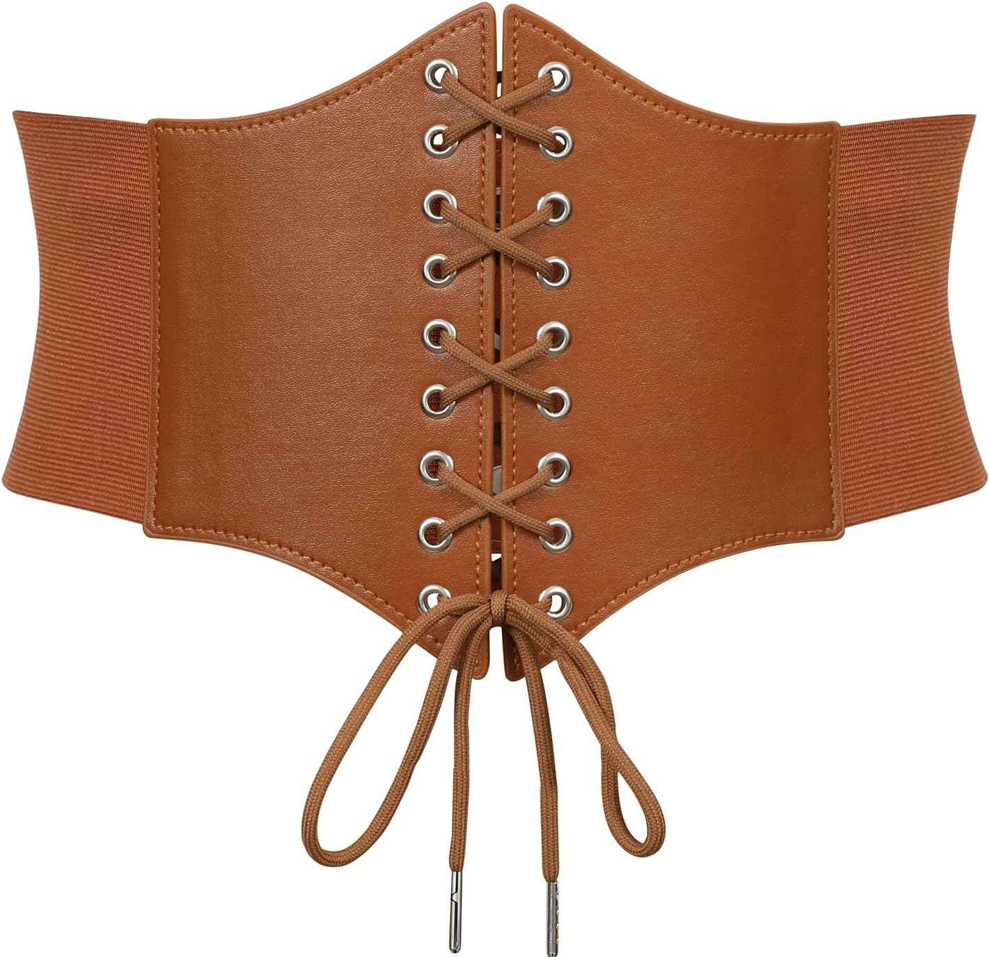 WHIPPY Women's Lace-up Corset Elastic Waist Belt, Tied Waspie Wide Belt for Women Halloween Costume