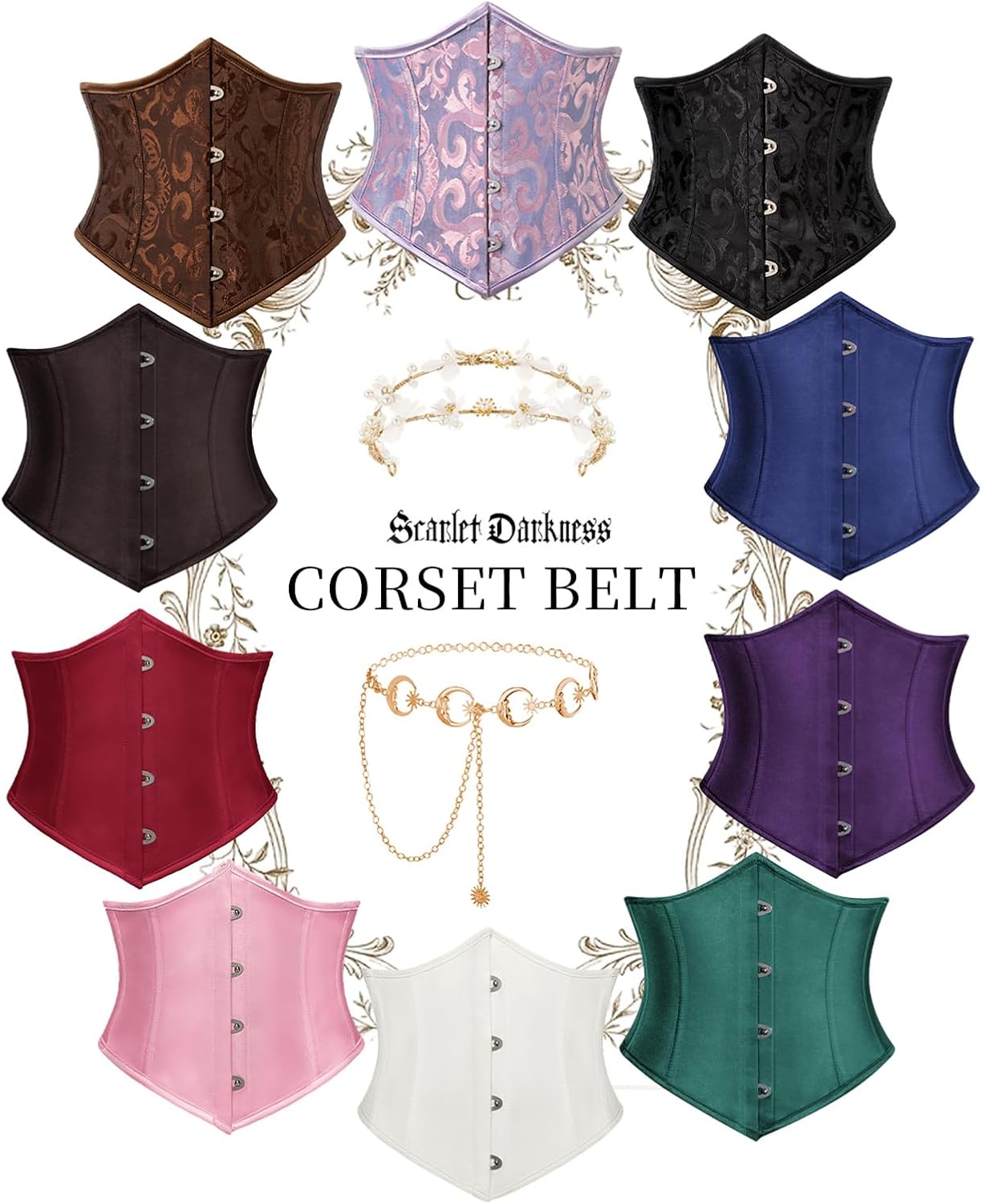 Scarlet Darkness Corset Belt for Women Fishbone Wide Waist Corset Pirate Belt
