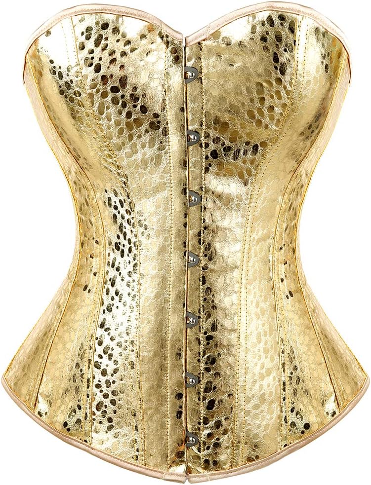 Kranchungel Corsets for Women Plus Size Faux Leather Steampunk Corset Top Zipper Bustier