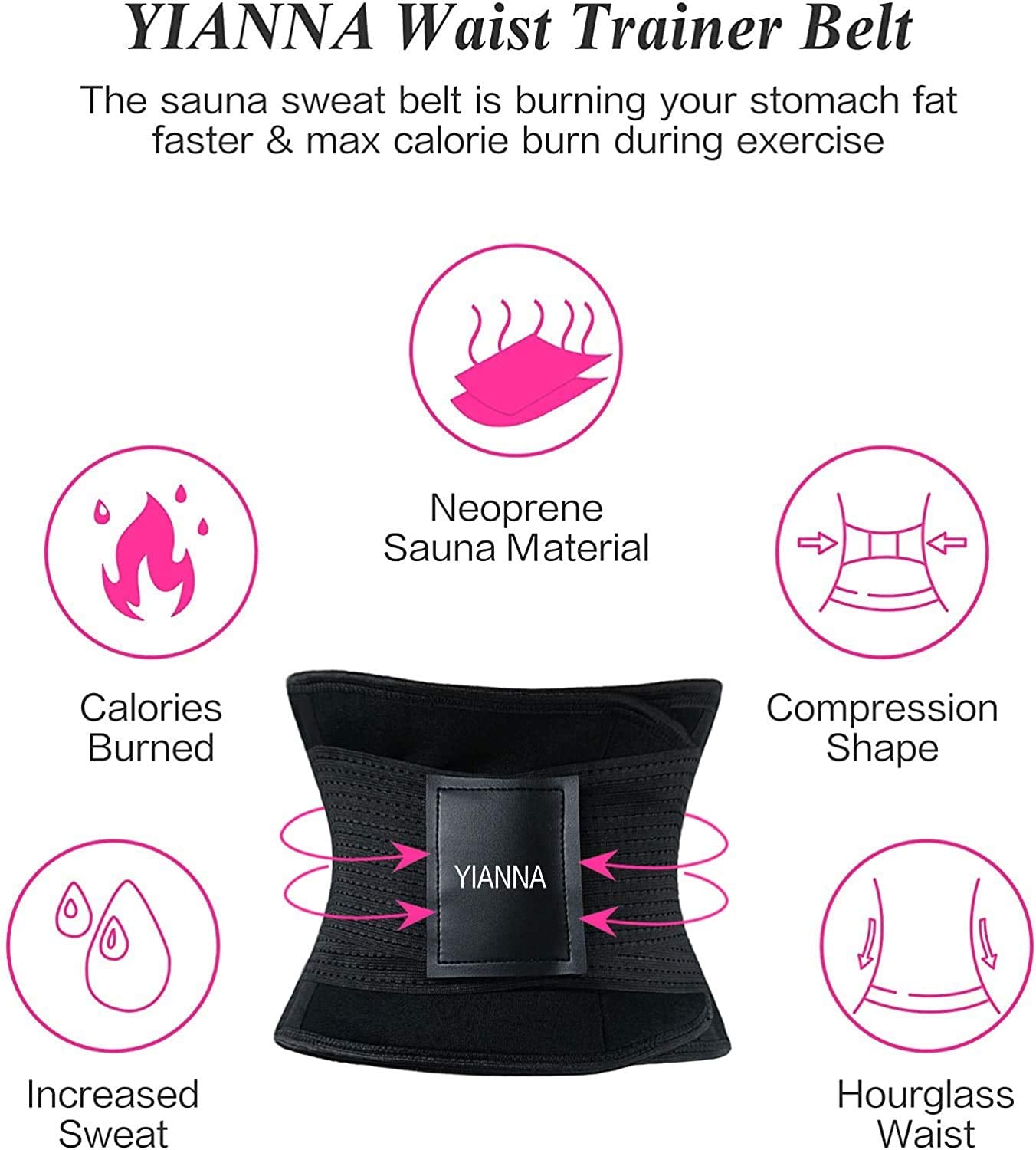 YIANNA Waist Trainer Belt for Women Waist Trimmer Weight Loss Workout Fitness Back Support Belts