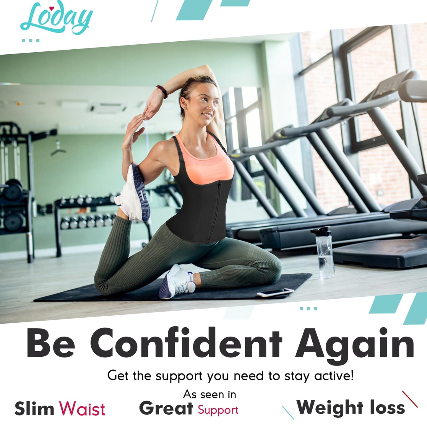 LODAY Waist Trainer Corset for Women Tummy Control Sport Workout Body Shaper Black
