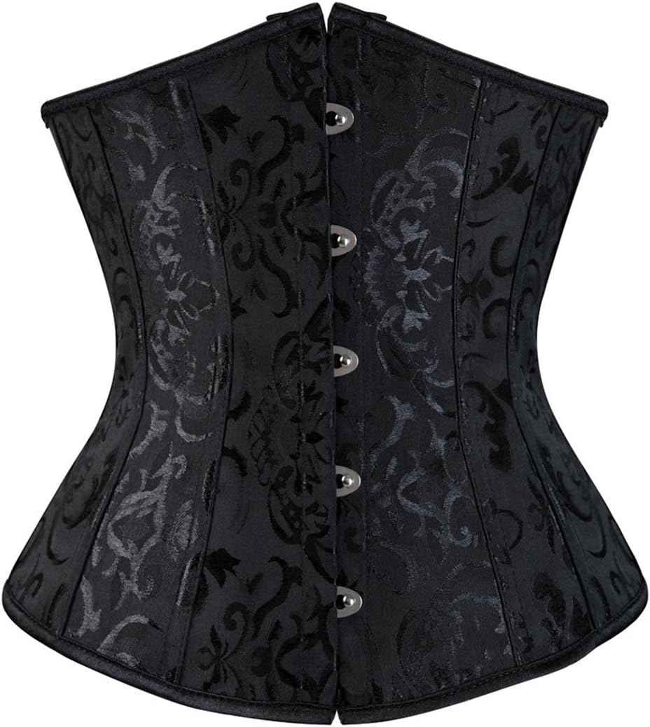 Zhitunemi Women's Lace Up Boned Jacquard Brocade Waist Training Underbust Corset