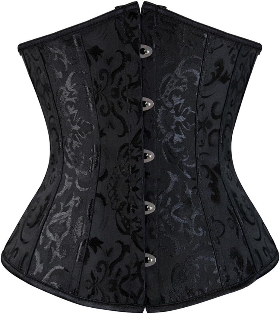Zhitunemi Women's Lace Up Boned Jacquard Brocade Waist Training Underbust Corset