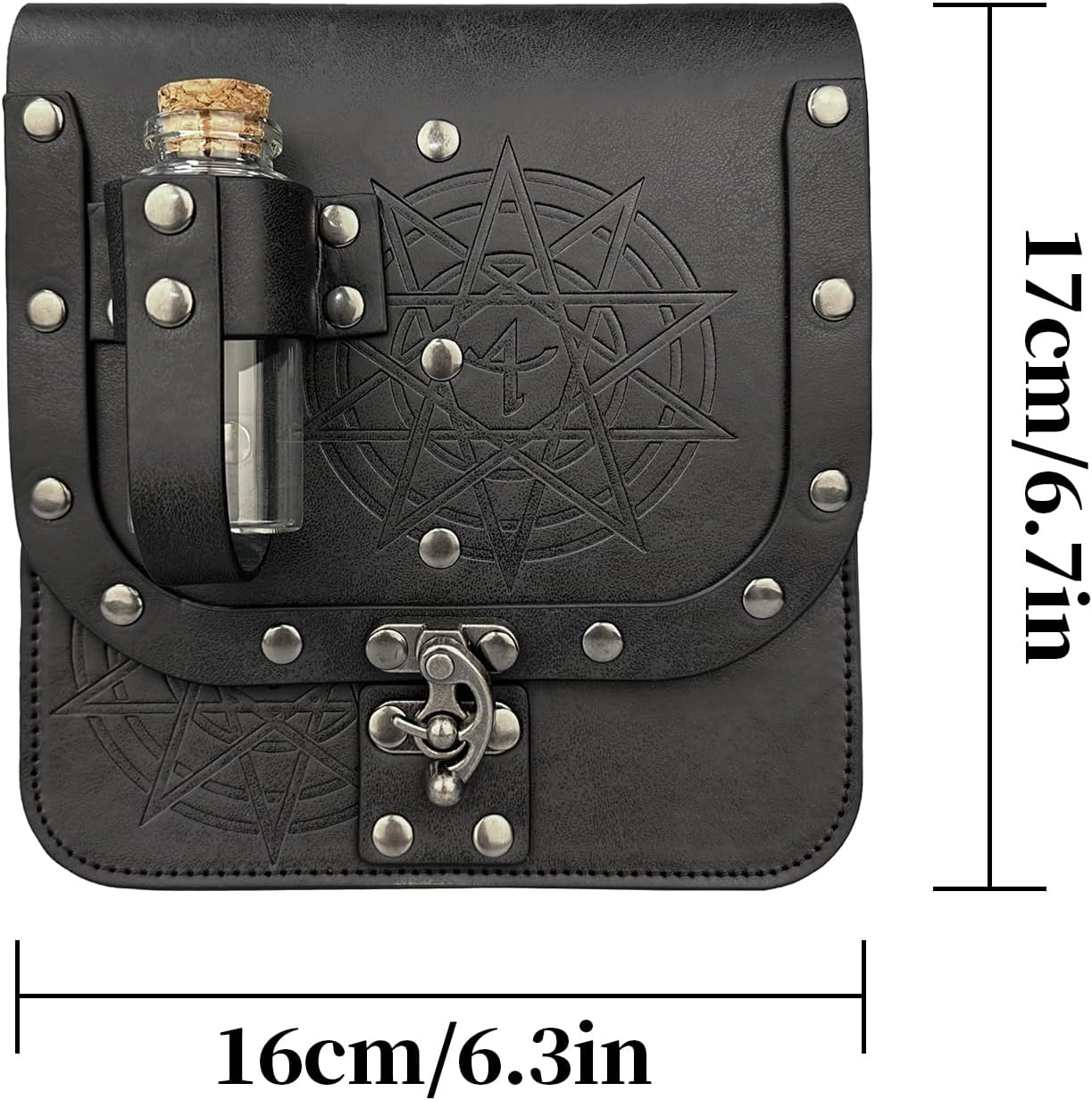 HiiFeuer Medieval Alchemy Faux Leather Belt Bag with 4 Cork Potion Vials, Fantasy Wizard Waist Pouch Side Pack for Ren Faire (Light Brown A)