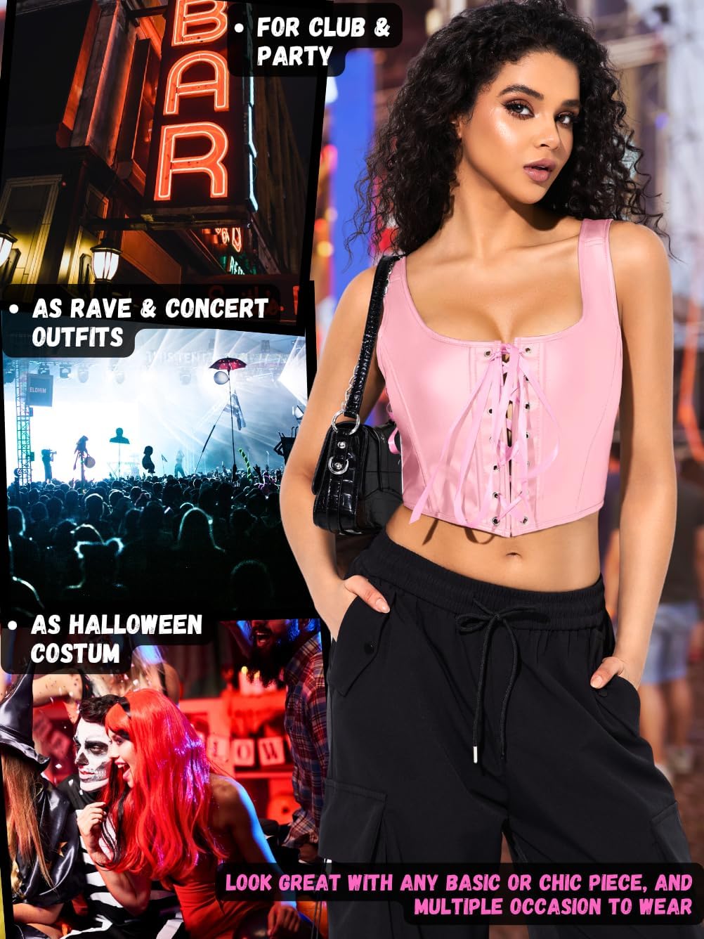 Renaissance Corsets Leather, Lace Up Overbust, S-6XL Sexy Tops