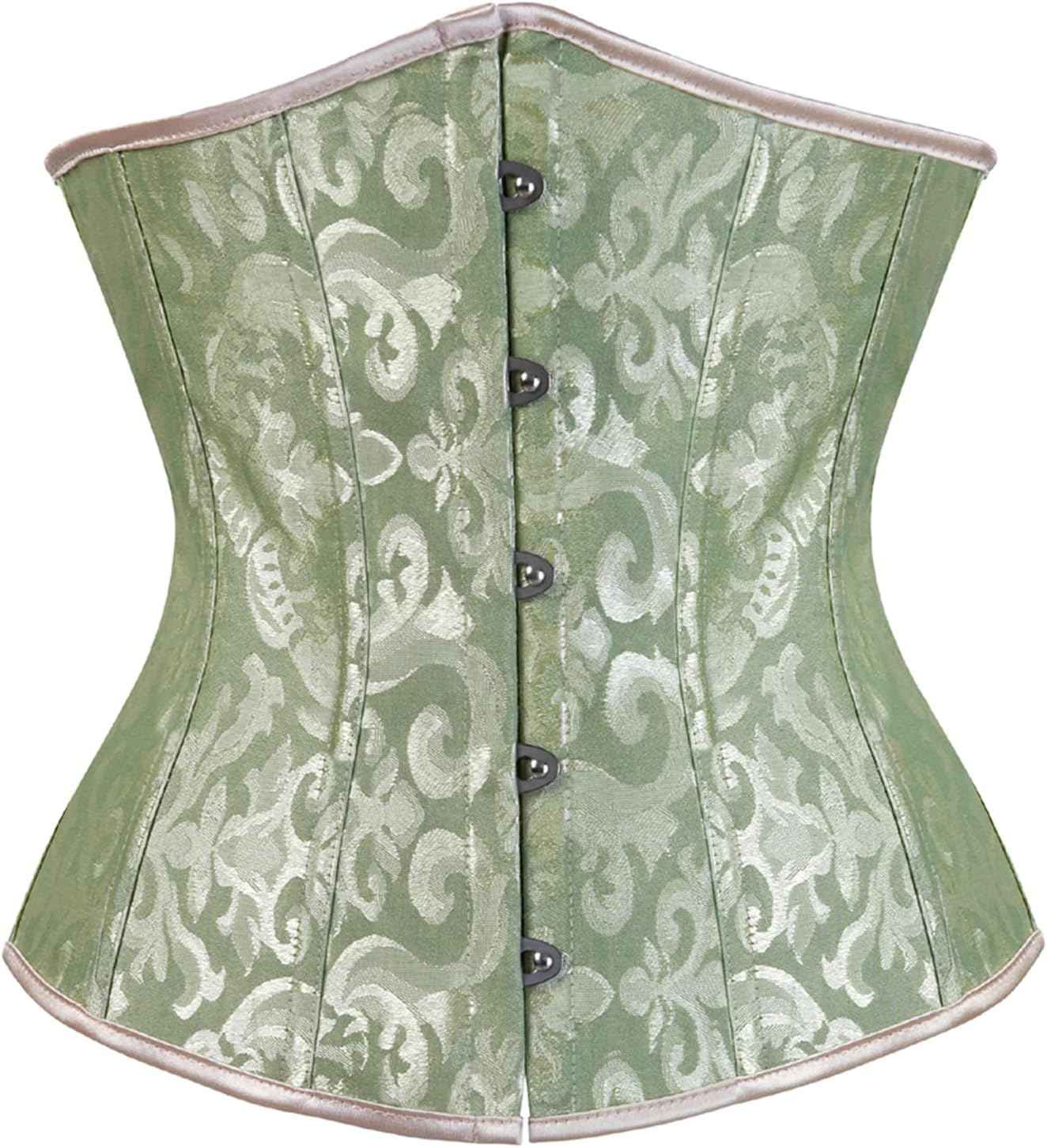 Zhitunemi Women's Lace Up Boned Jacquard Brocade Waist Training Underbust Corset