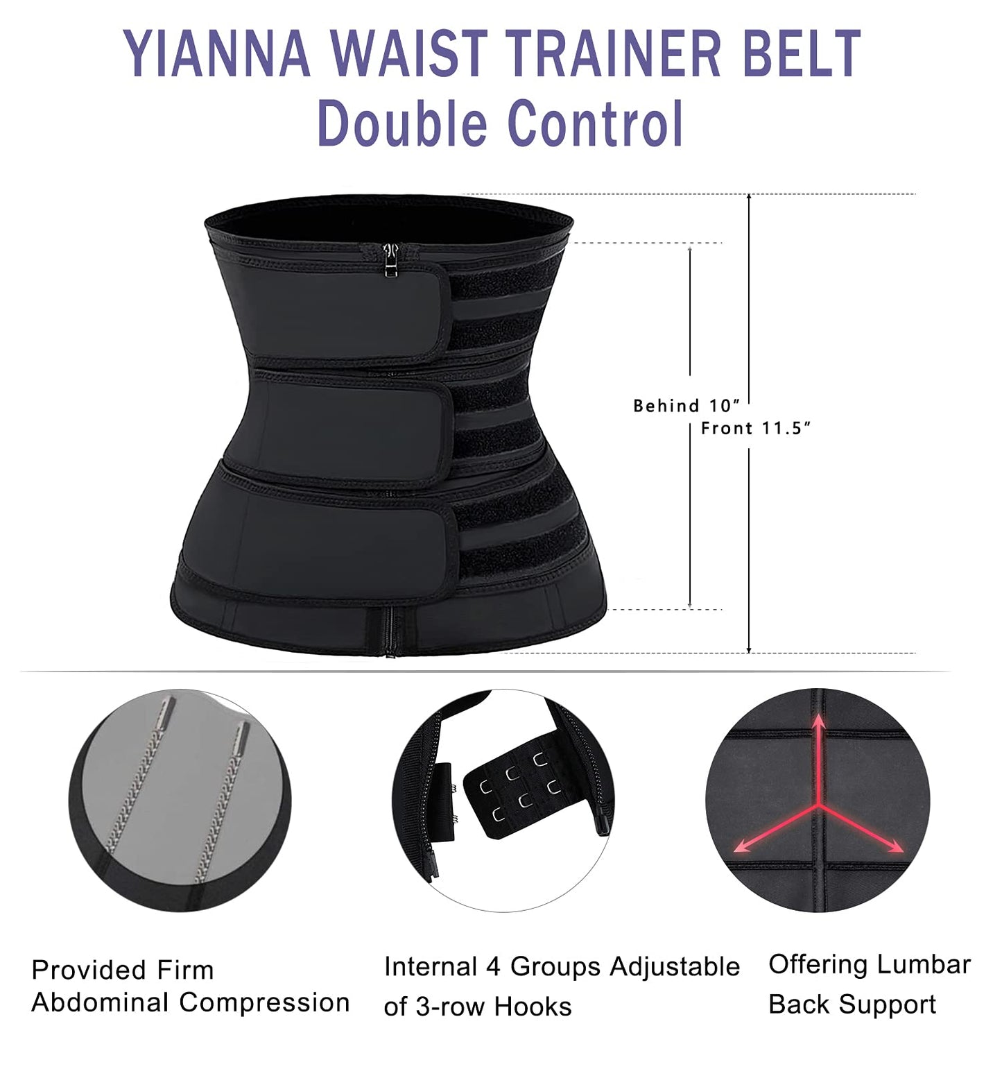 YIANNA Waist Trainer for Women Latex Underbust Double Training Belt Tummy Control Waist Cincher Sport Girdle