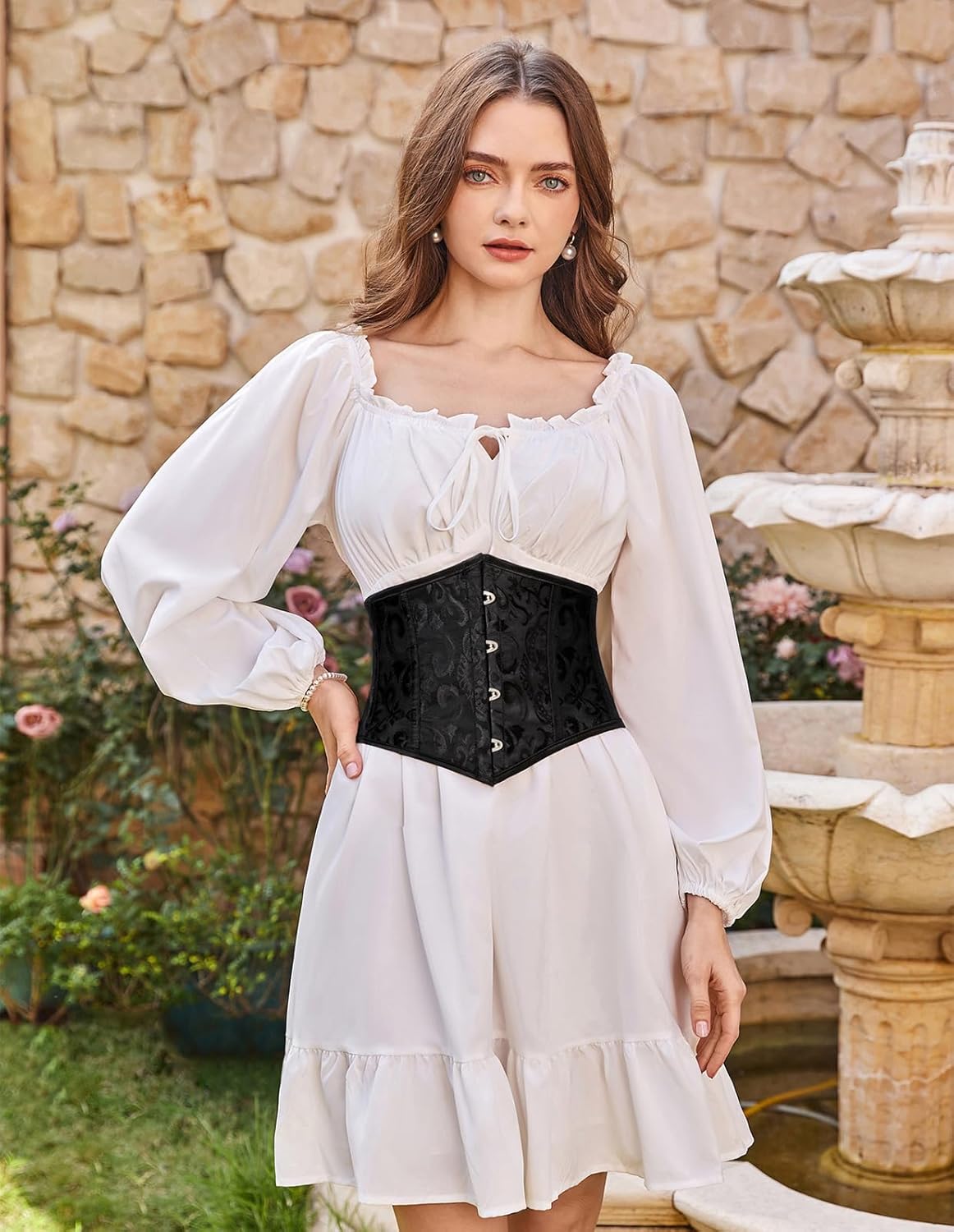 Scarlet Darkness Corset Belt for Women Fishbone Wide Waist Corset Pirate Belt