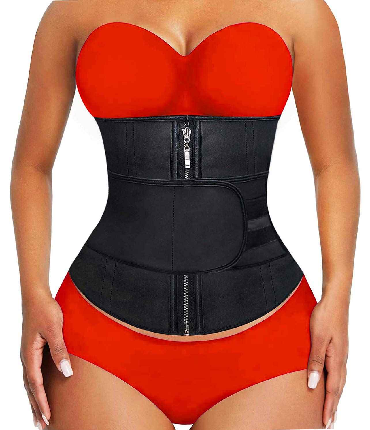 YIANNA Waist Trainer for Women Latex Underbust Double Training Belt Tummy Control Waist Cincher Sport Girdle