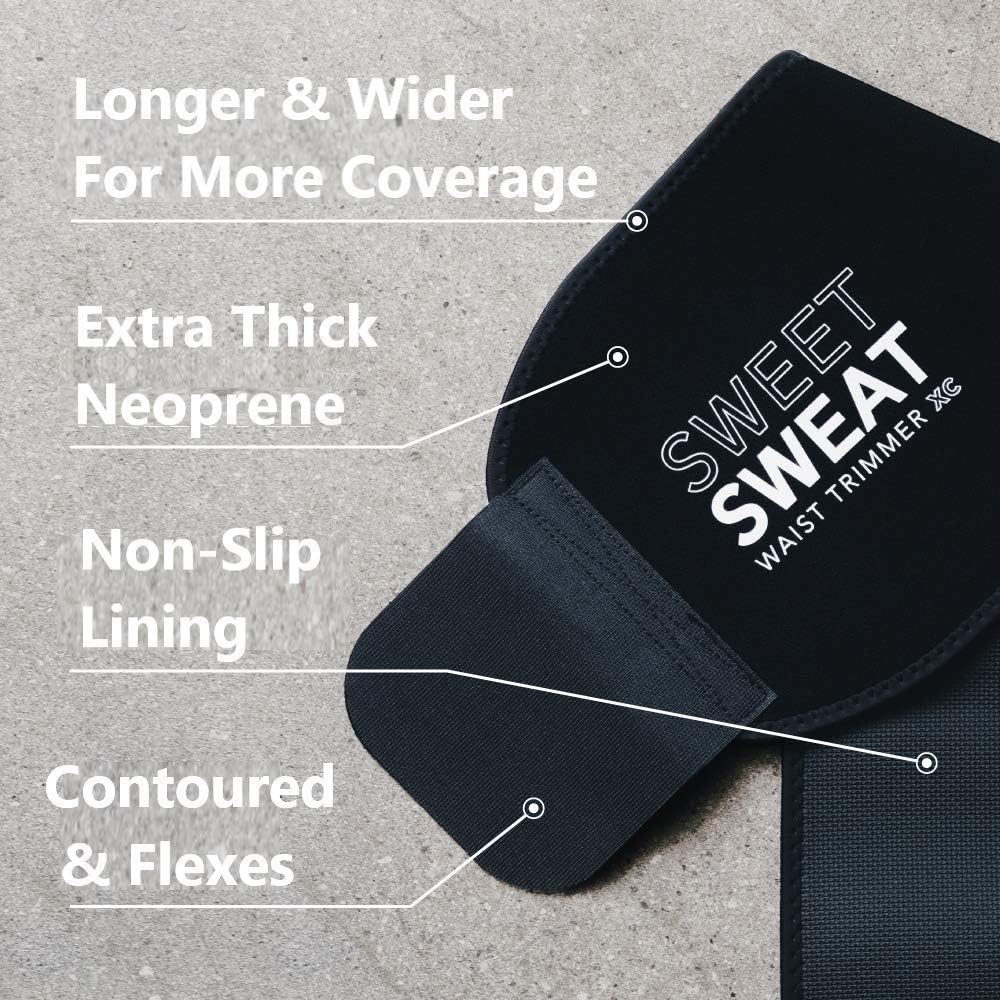 Sports Research® Sweet Sweat Waist Trimmer - Premium Sweat Enhancing Fitness Belt for Women & Men - 5 Adjustable Sizes