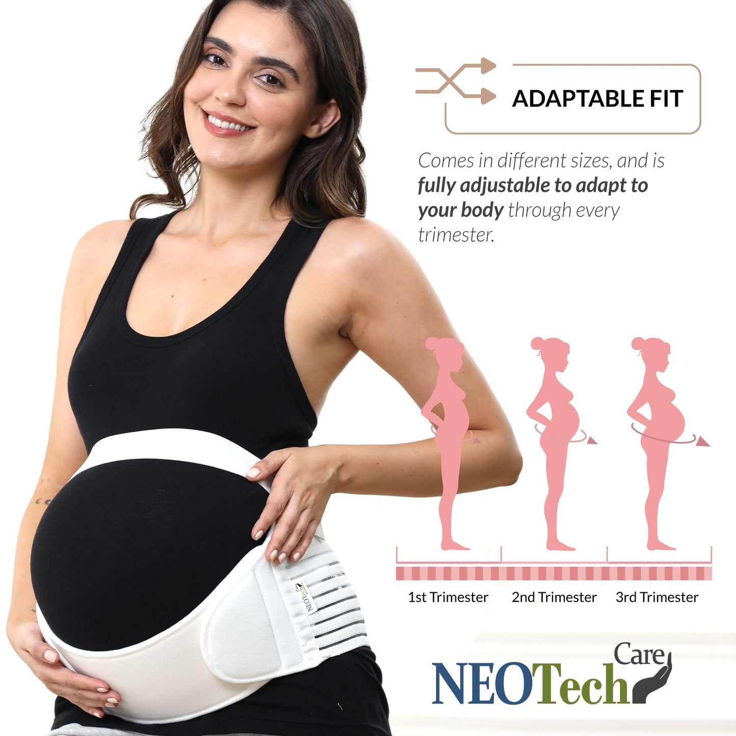 NeoTech Care Pregnancy Support Maternity Belt, Waist/Back/Abdomen Band, Belly Brace (Size M, Black Color)