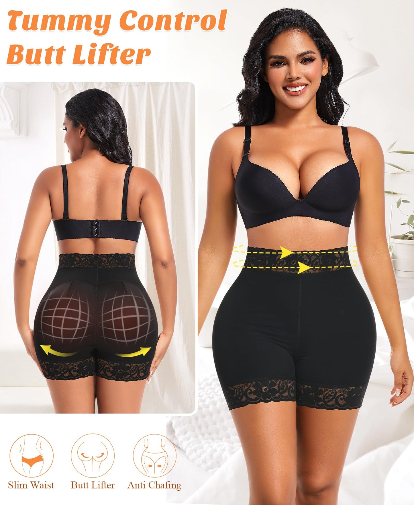 DERCA Padded Underwear for Women Butt Lifting Shapewear Booty Pads Hip Enhancer Lace Boyshorts