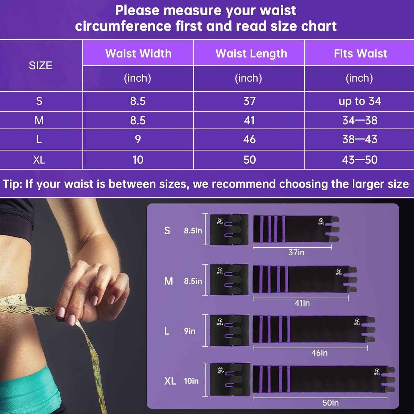 RIYA Waist Trimmer Sweat Waist Trainer for Women and Men Waist Sweat Belt Band Belly Stomach Wrap