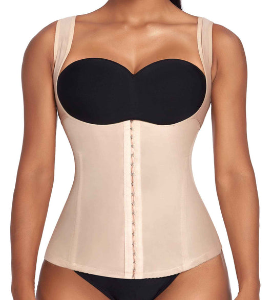 Ekouaer Women's Underbust Corset Waist Trainer Cincher Steel Boned Body Shaper Tummy Fat Burner S-4XL