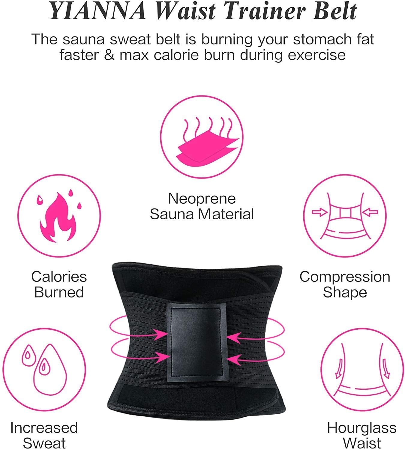 YIANNA Waist Trainer Belt for Women Waist Trimmer Weight Loss Workout Fitness Back Support Belts