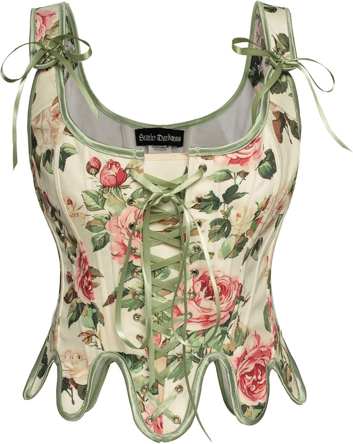 Scarlet Darkness Corset Tops for Women Renaissance Corset Floral Lace Up Bodyshaper Bustier