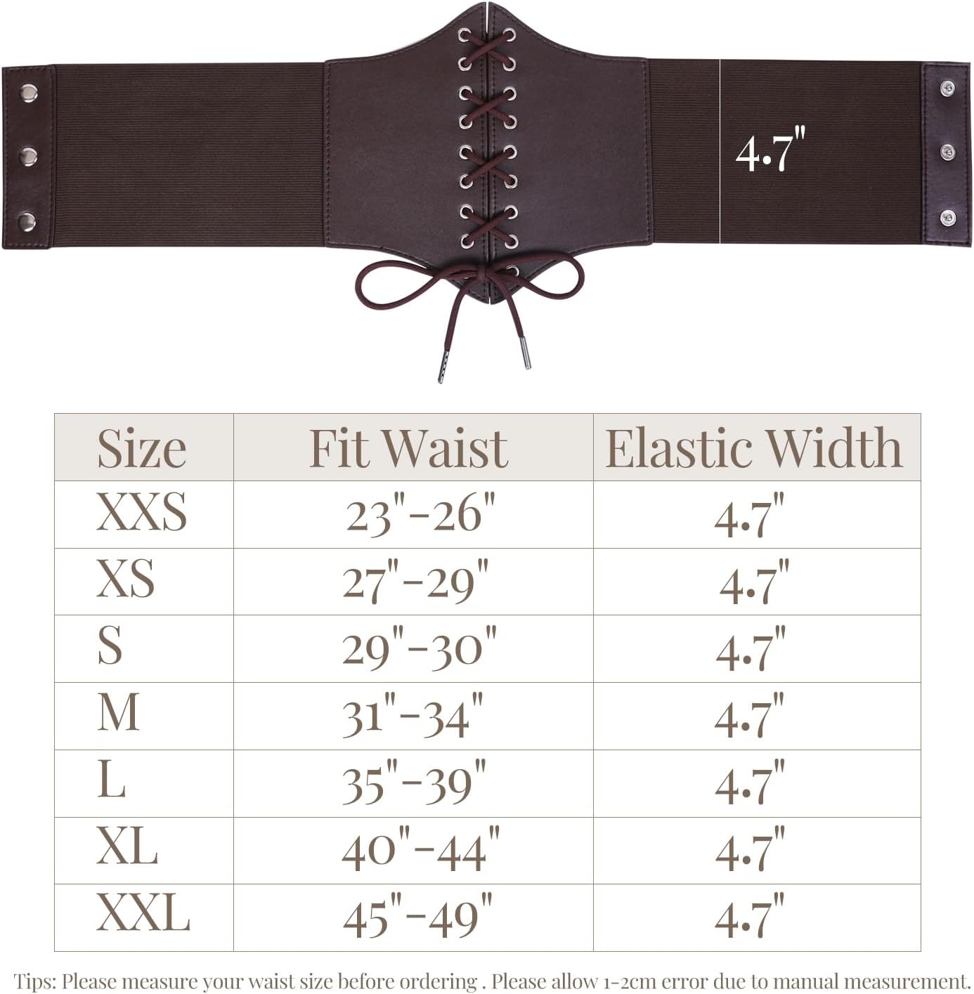 WHIPPY Women's Lace-up Corset Elastic Waist Belt, Tied Waspie Wide Belt for Women Halloween Costume