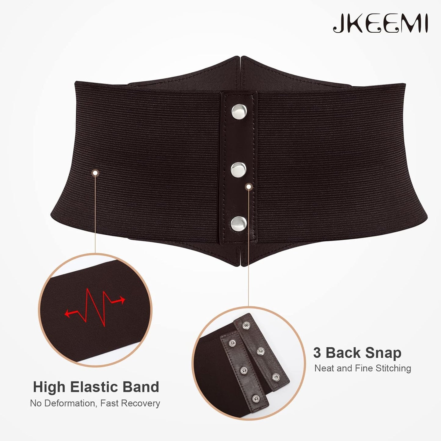 Women Corset Belt Metal O-Ring Heart-Ring Wide Elastic Waspie Waist Belt for Daily Cosplay Halloween Costumes