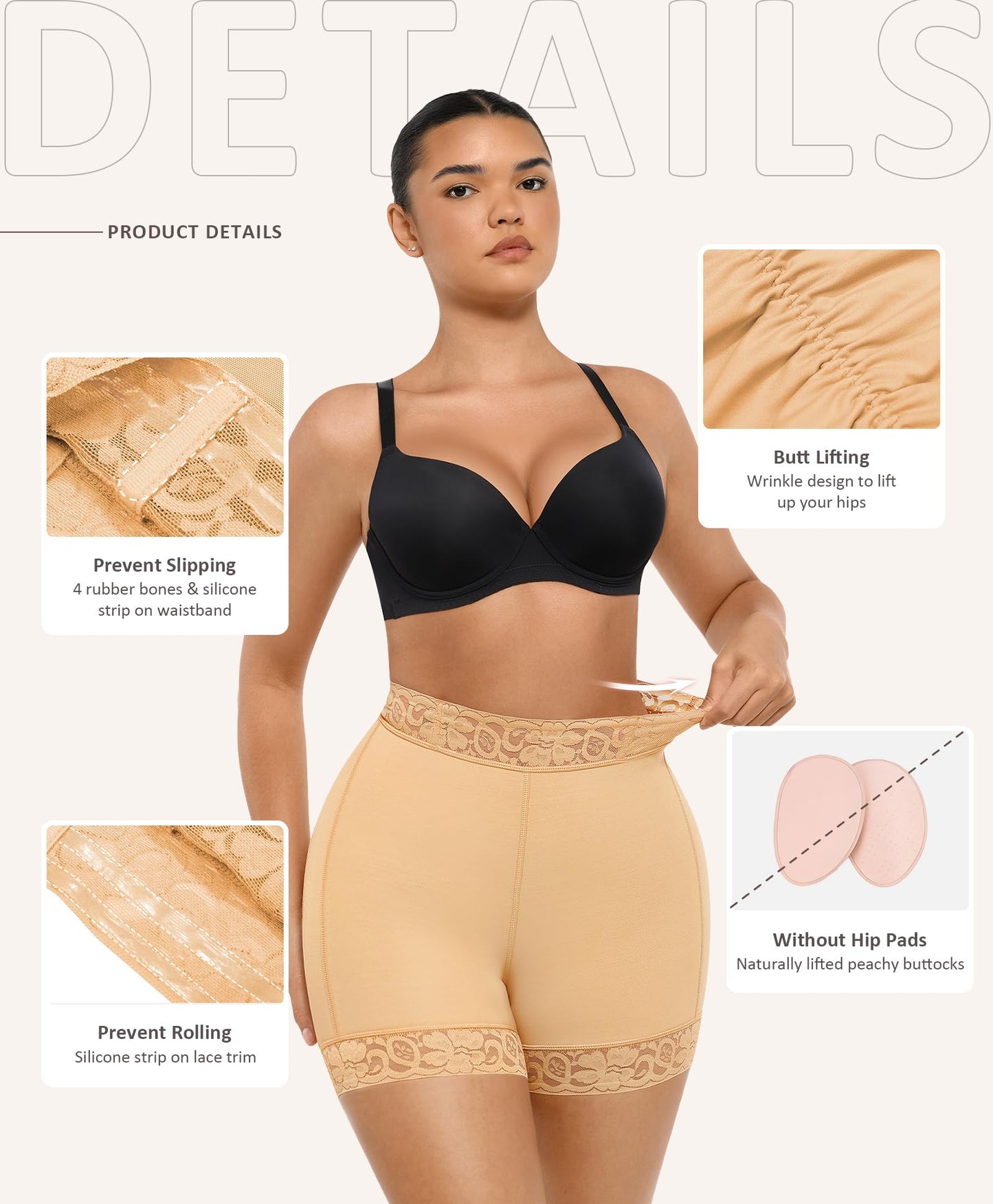 FeelinGirl Butt Lifter Panties Hip Enhancer Shapewear Tummy Control Body Shaper Shorts