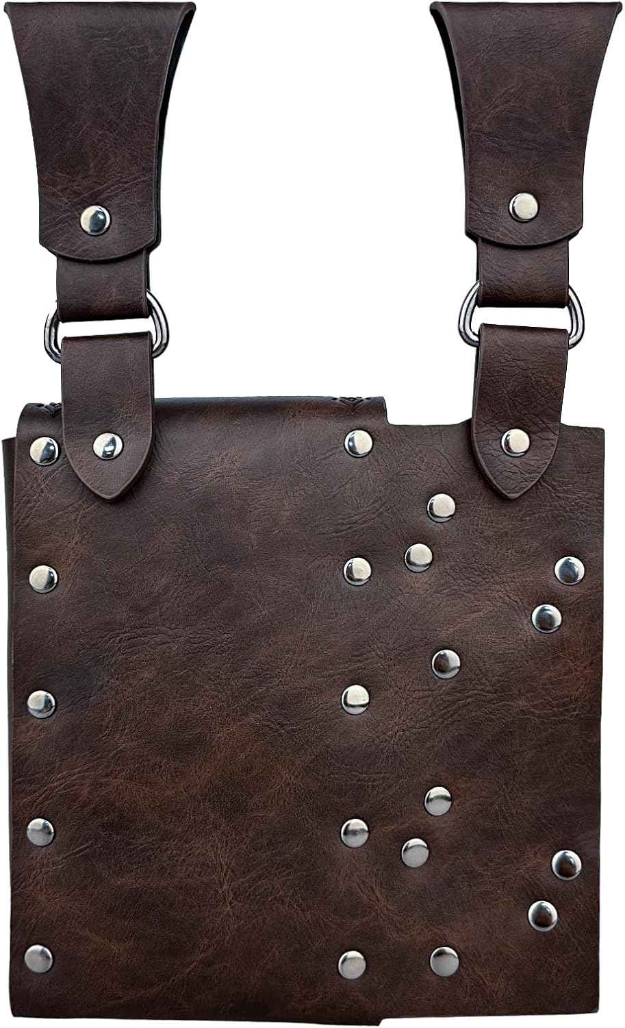 HiiFeuer Medieval Alchemy Faux Leather Belt Bag with 4 Cork Potion Vials, Fantasy Wizard Waist Pouch Side Pack for Ren Faire (Light Brown A)