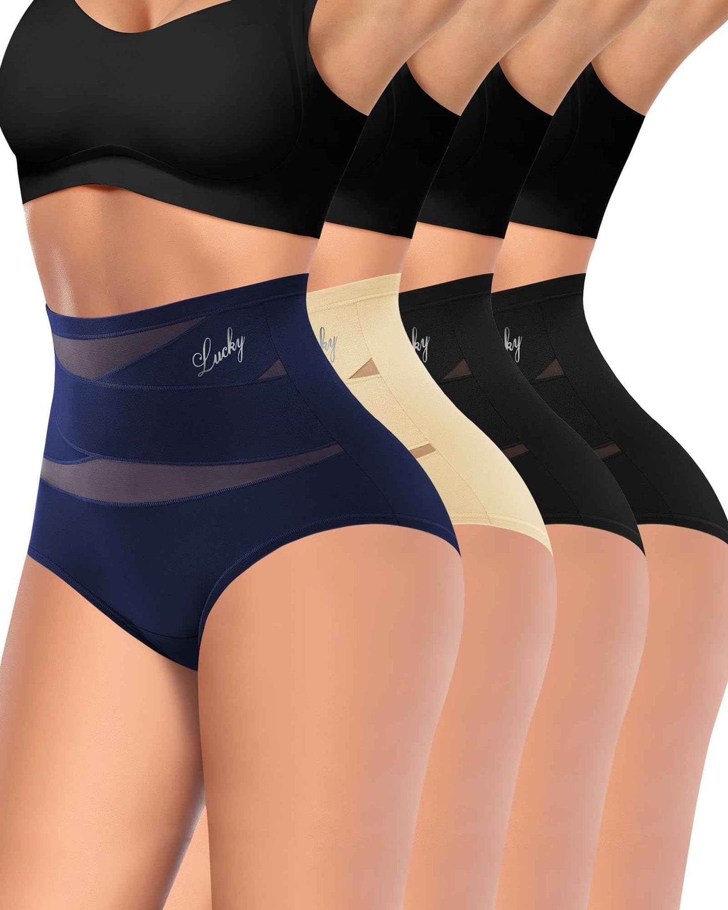 Women's High Waisted Underwear Postpartum Stretch Full Coverage Breathable Briefs 4 Packs Panties