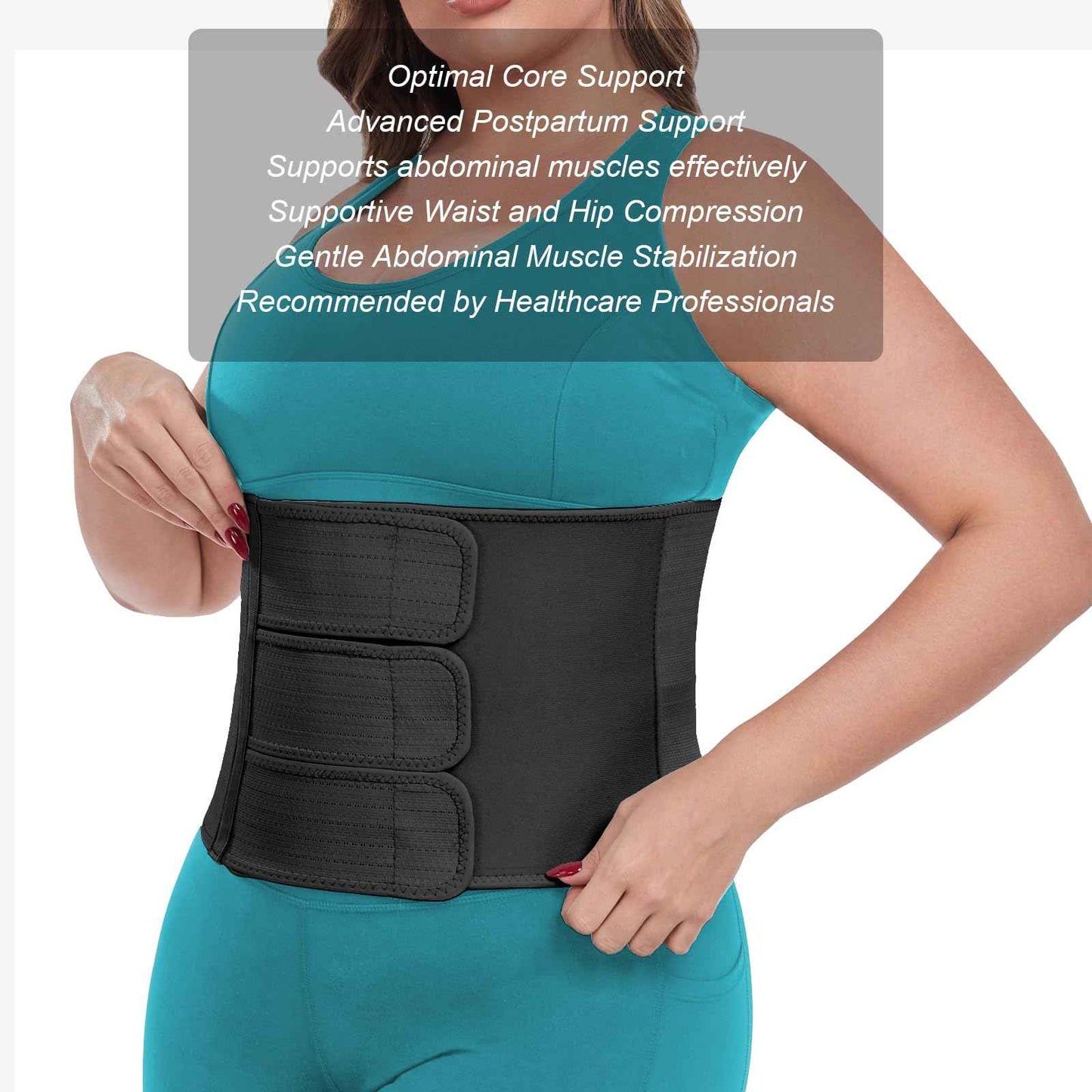 Postpartum Recovery Abdominal Binder Belly Band for Natural Delivery & C-Section Recovery, 9" High Compression Wrap