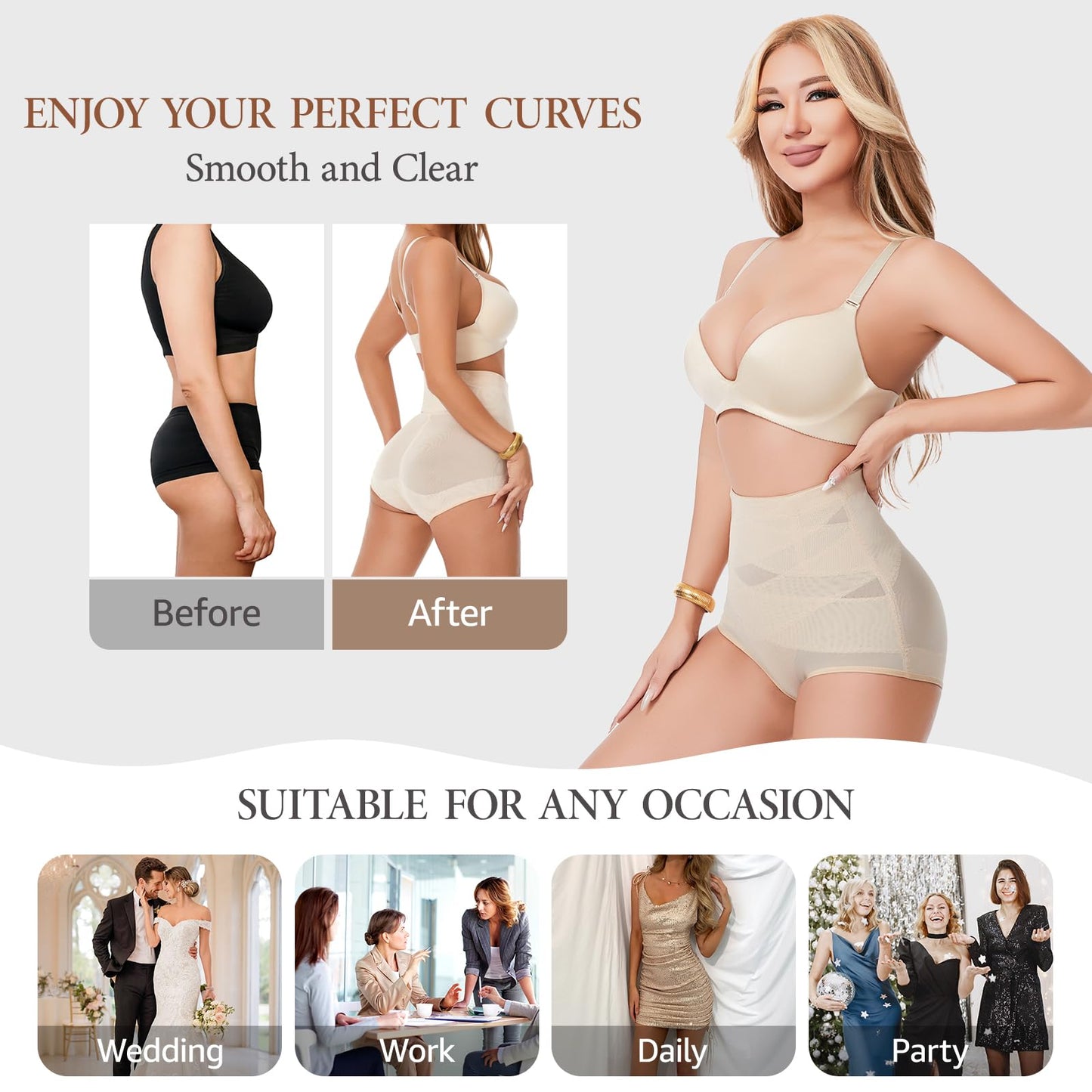 Dulchany Tummy Control Shapewear Panties for Women Body Shaper Seamless Underwear Panty Girdle