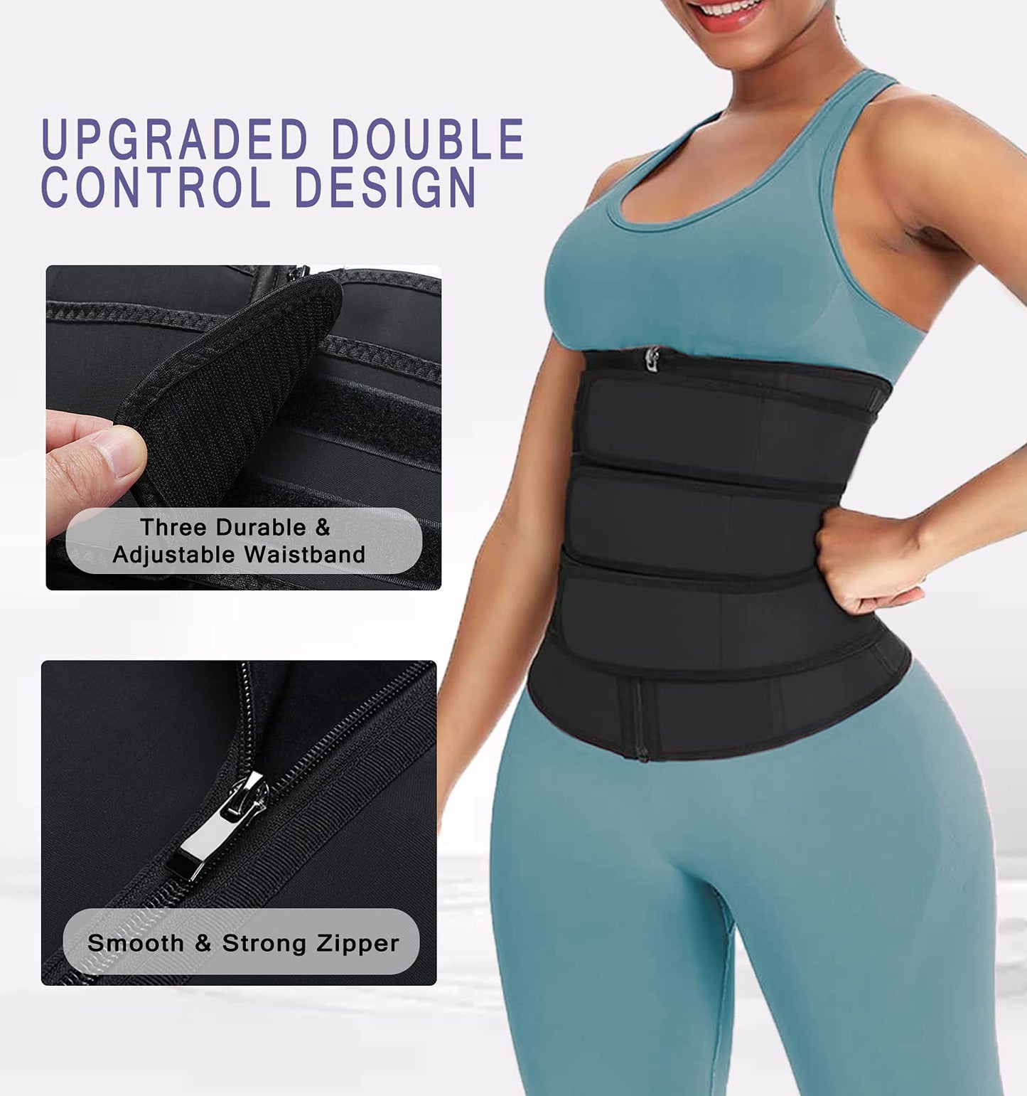 YIANNA Waist Trainer for Women Latex Underbust Double Training Belt Tummy Control Waist Cincher Sport Girdle
