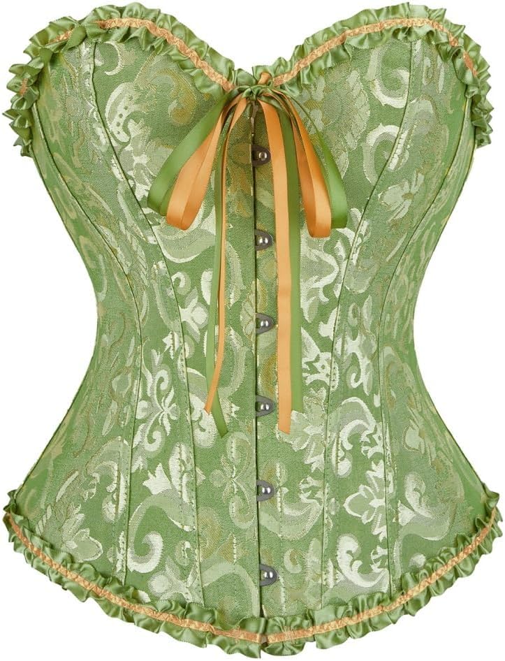 frawirshau Women's Lace Up Boned Overbust Corset Bustier Lingerie Bodyshaper Top