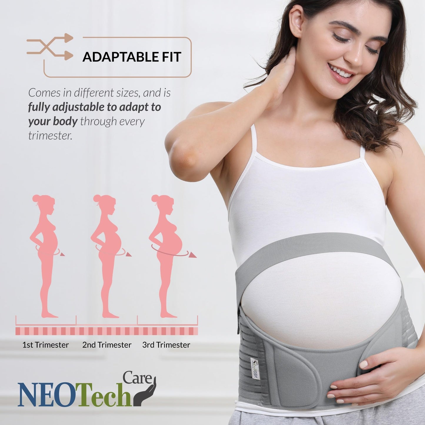 NeoTech Care Pregnancy Support Maternity Belt, Waist/Back/Abdomen Band, Belly Brace (Size M, Black Color)