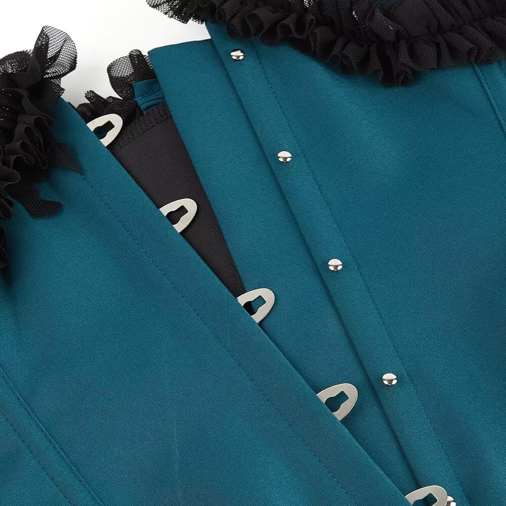 Jutrisujo Underbust Corset Top Bustier Women Lace up Boned Gothic Waist Trainer Fashion Plus Size