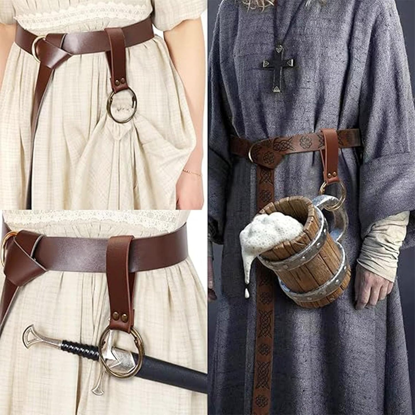 5PCS Renaissance Costume Sets Corset Waistband Belt Pouch Coin Purse Potion Bottle Vials Skirt Hike Medieval Cosplay