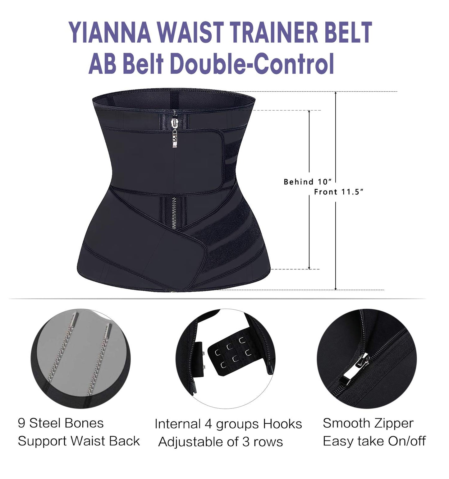 YIANNA Waist Trainer for Women Latex Underbust Double Training Belt Tummy Control Waist Cincher Sport Girdle