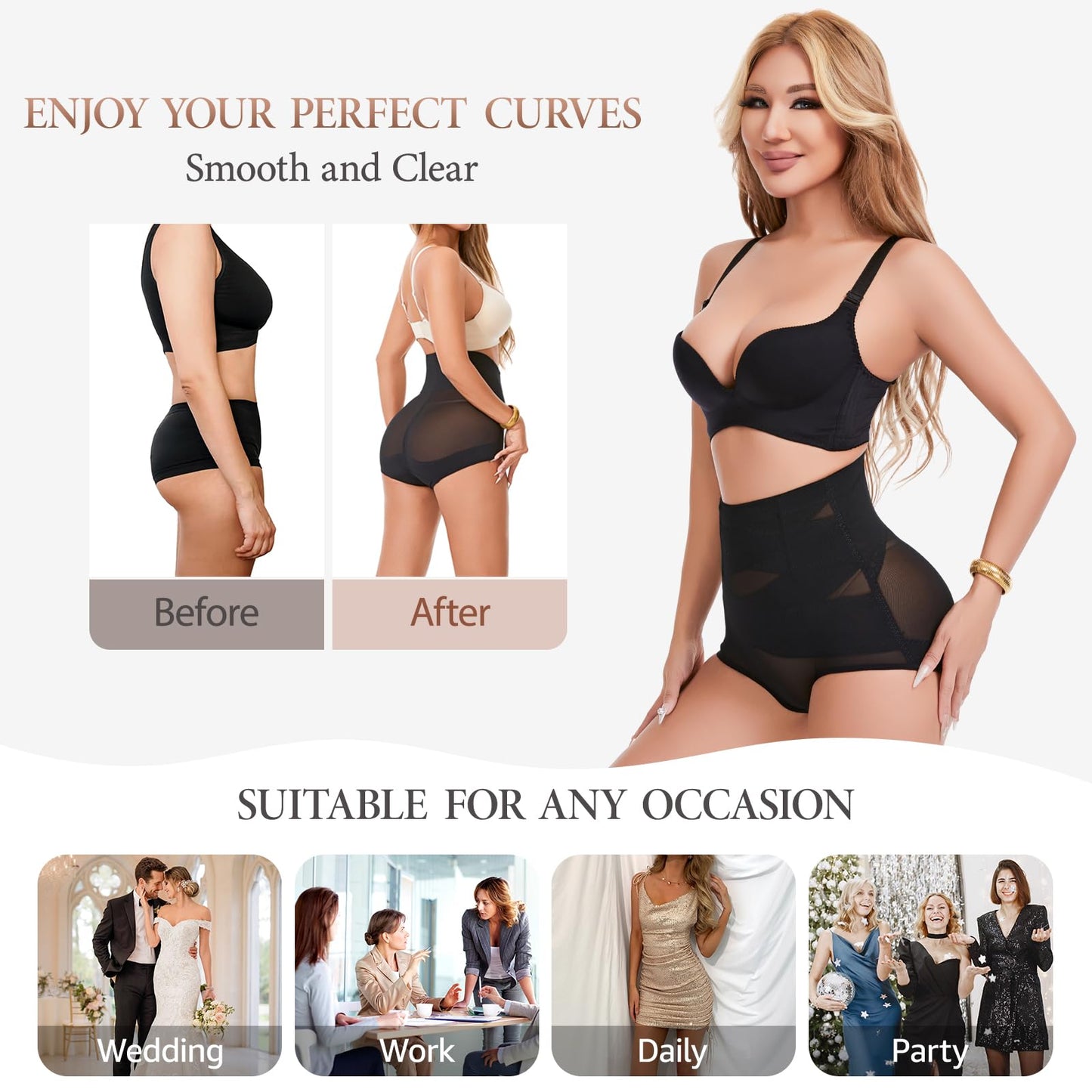 Dulchany Tummy Control Shapewear Panties for Women Body Shaper Seamless Underwear Panty Girdle