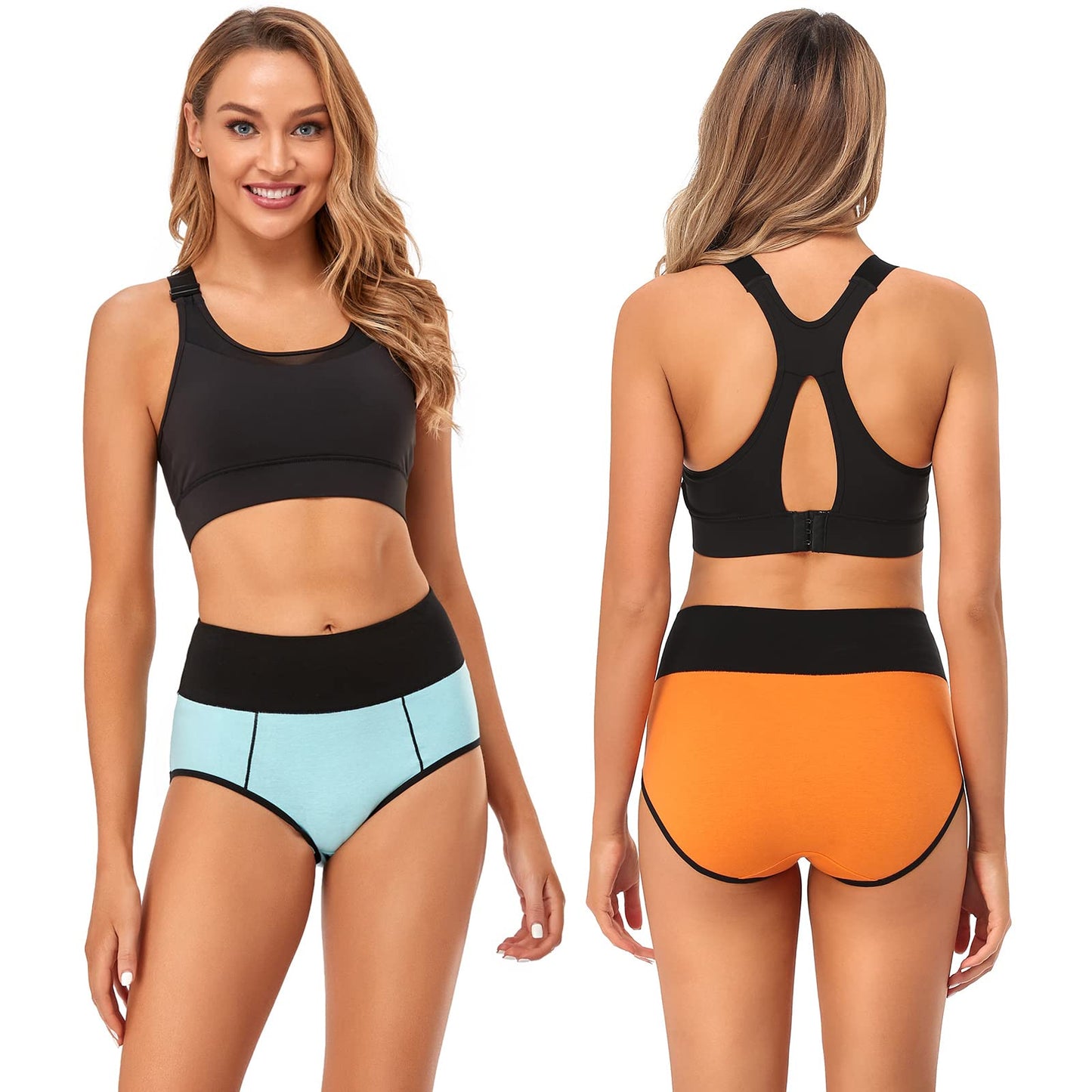ASIMOON Tummy Control High Waisted Underwear for Women Cotton Plus Size Full Coverage Panties Ladies Briefs