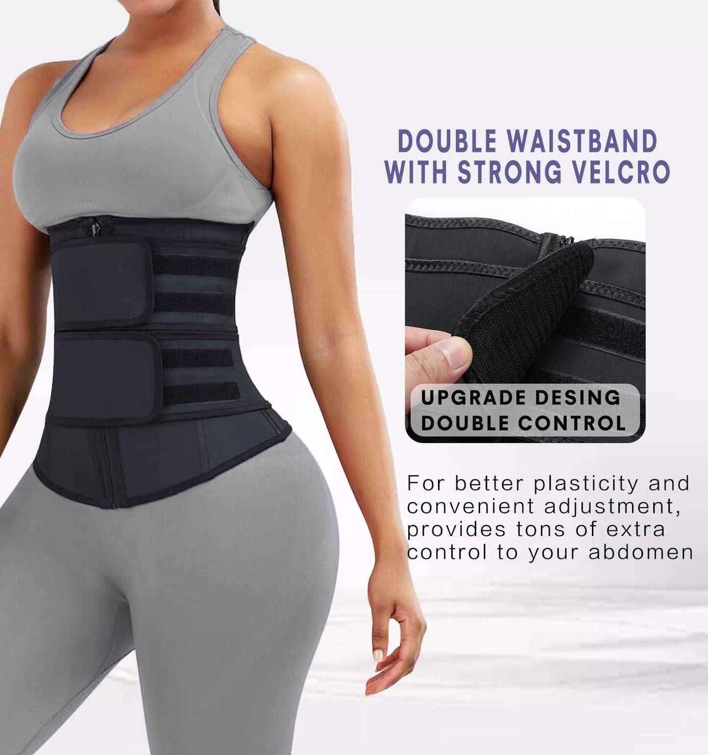YIANNA Waist Trainer for Women Latex Underbust Double Training Belt Tummy Control Waist Cincher Sport Girdle