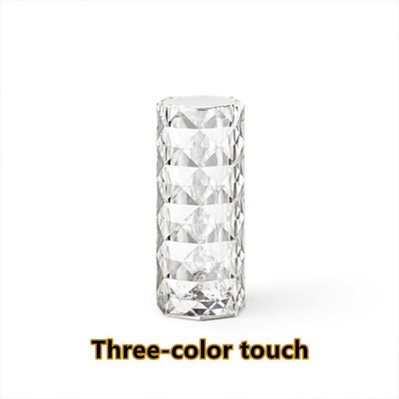 Nordic Crystal Lamp | USB Table Lamps | Bedroom Touch Dimming Atmosphere Diamond Night Light | Rose Projector Lamp Decor