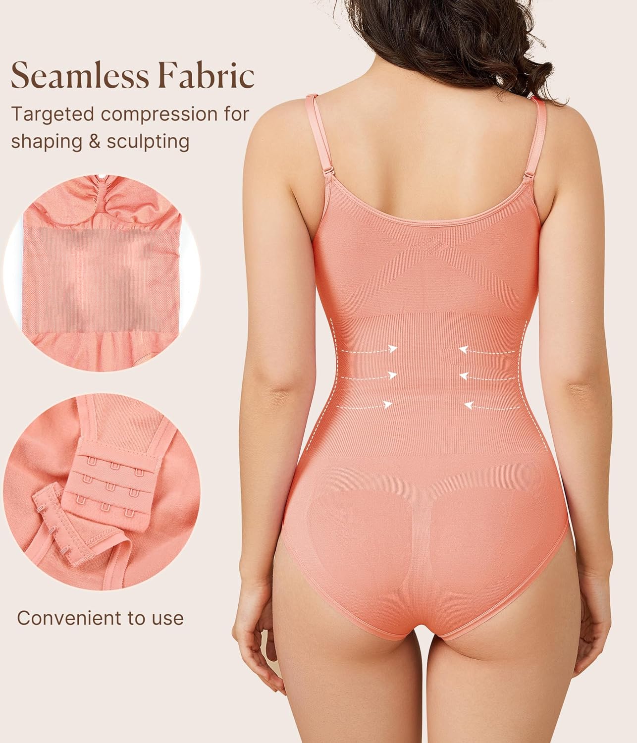 BRABIC Womens' Seamless Sleeveless V-Neck Bodysuit Shapewear Tummy Control