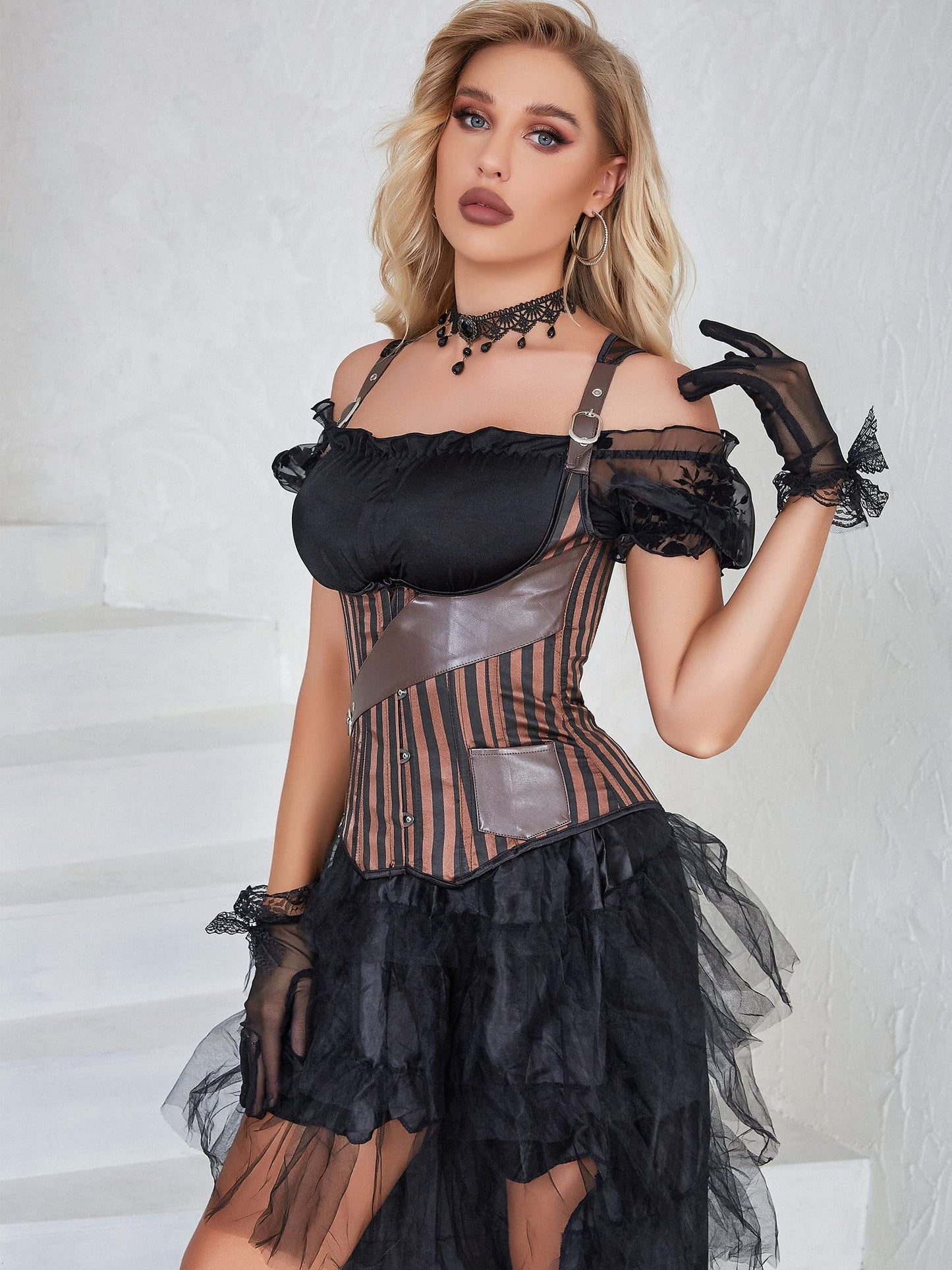 Alivila.Y Fashion Corset Womens Faux Leather Steampunk Corsets Victorian Bustier Top