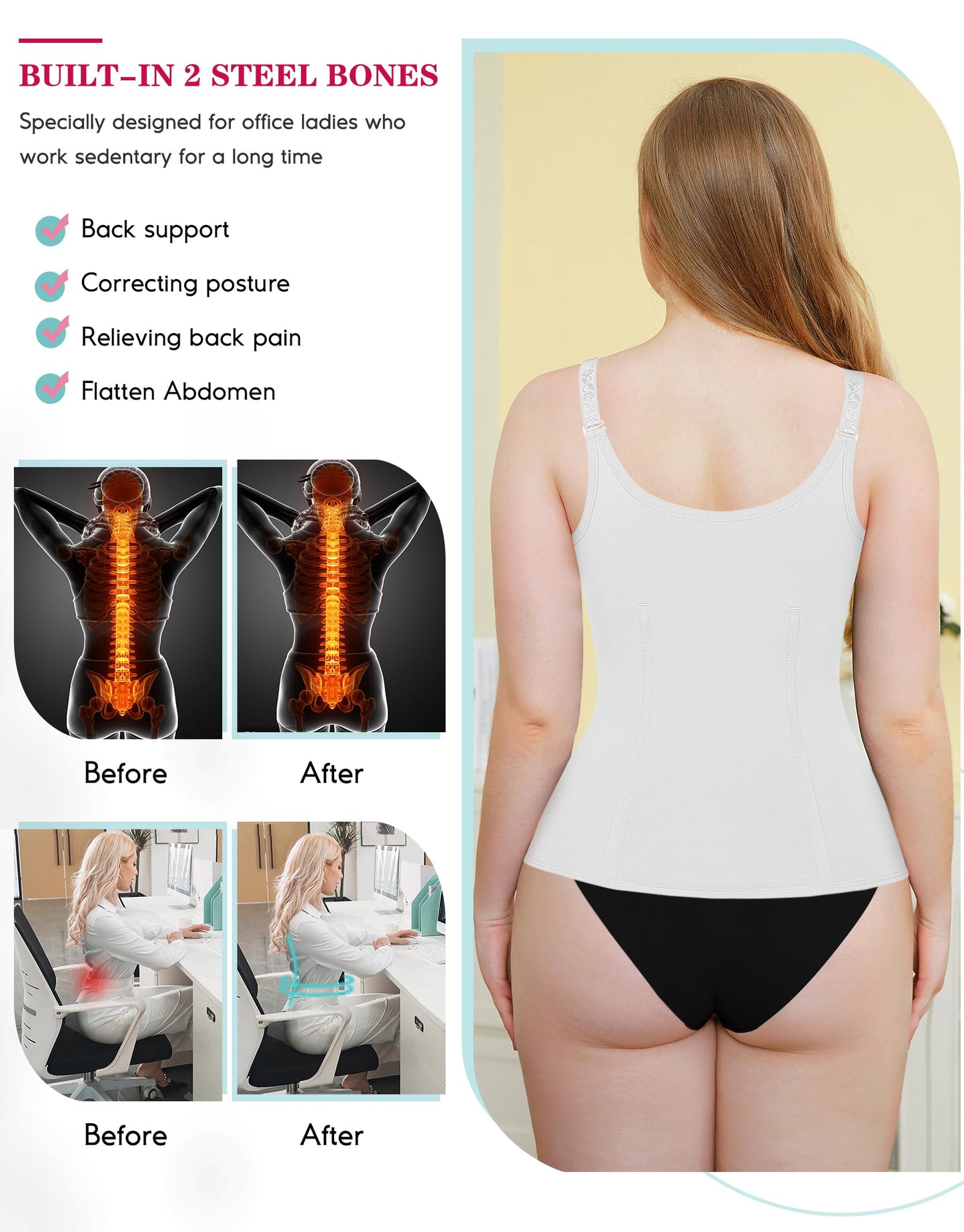 LODAY Waist Trainer Corset for Women Tummy Control Sport Workout Body Shaper Black