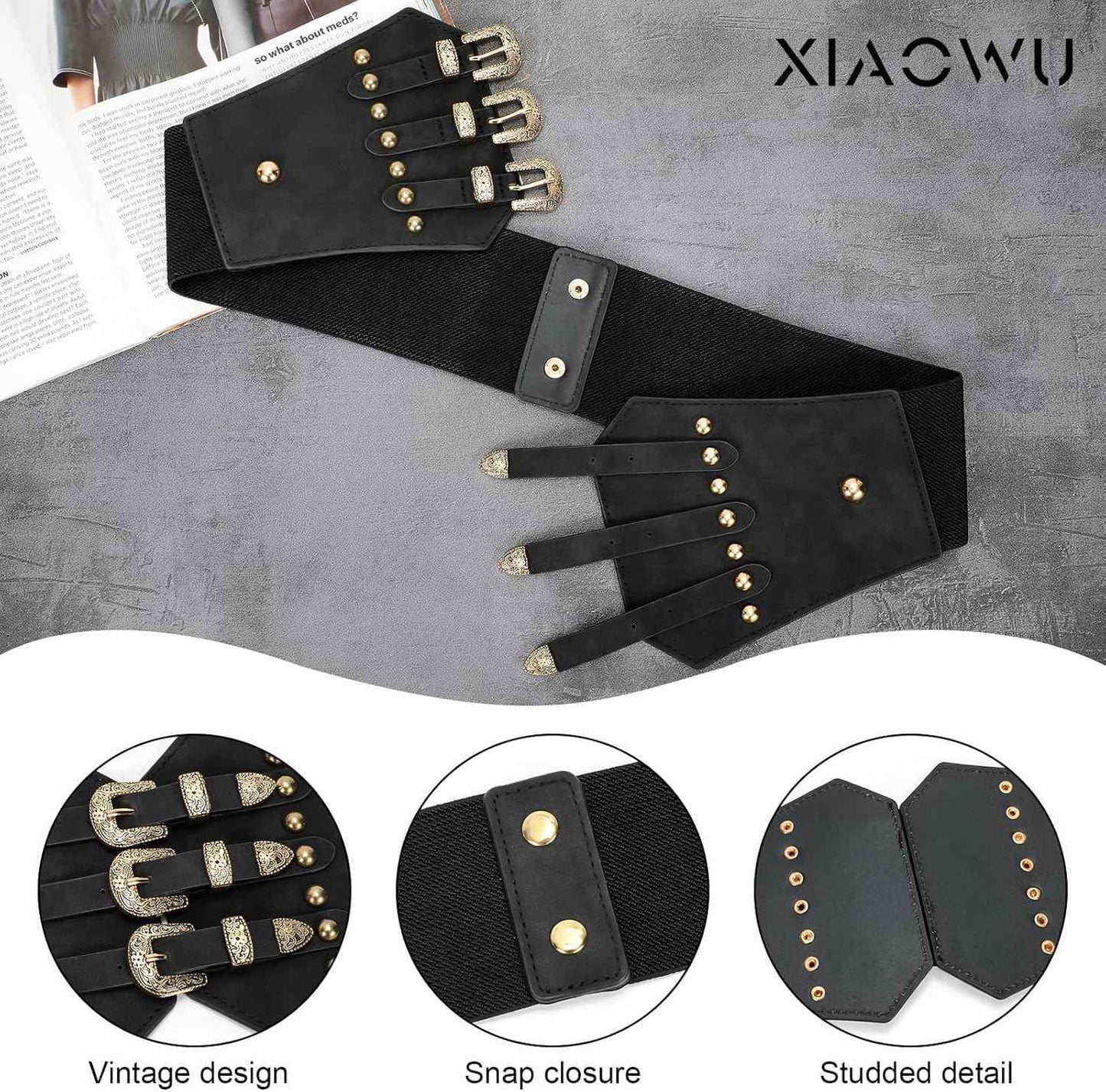 Renaissance Corset Belt for Women Wide Leather Waist Belt for Dresses and Costumes