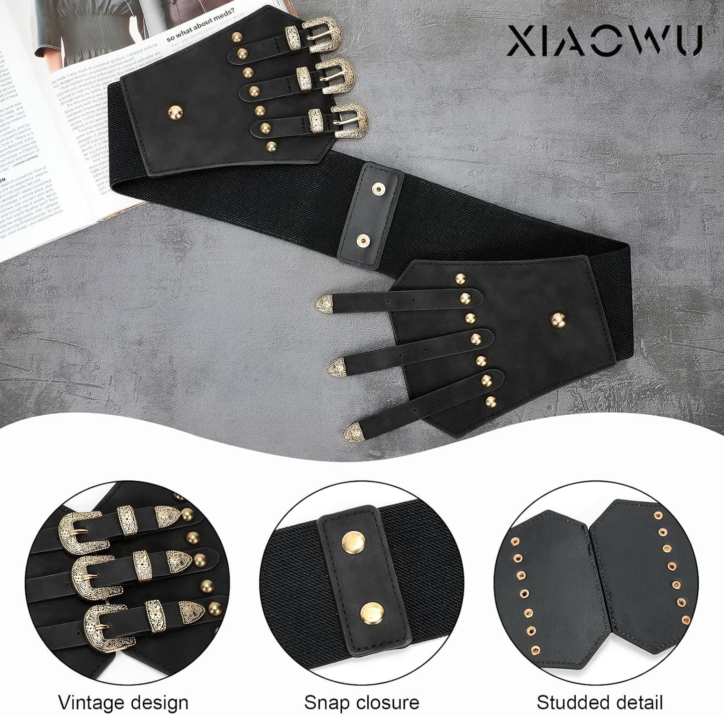 Renaissance Corset Belt for Women Wide Leather Waist Belt for Dresses and Costumes